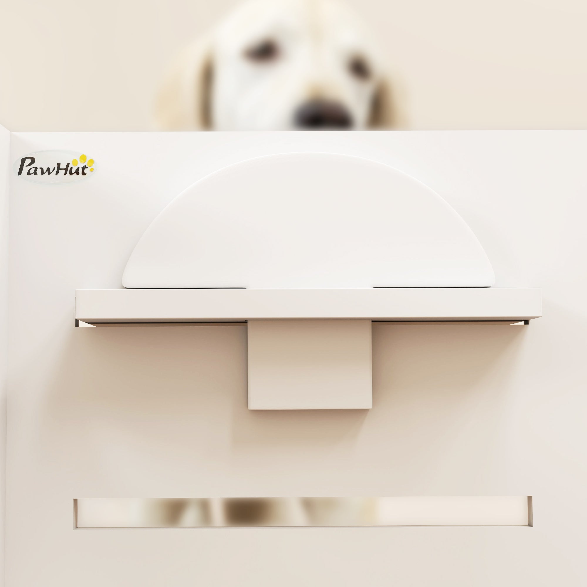 Comedouro Elevado para Cães – 63x58,5x40 cm – Branco – MDF e aço inoxidável