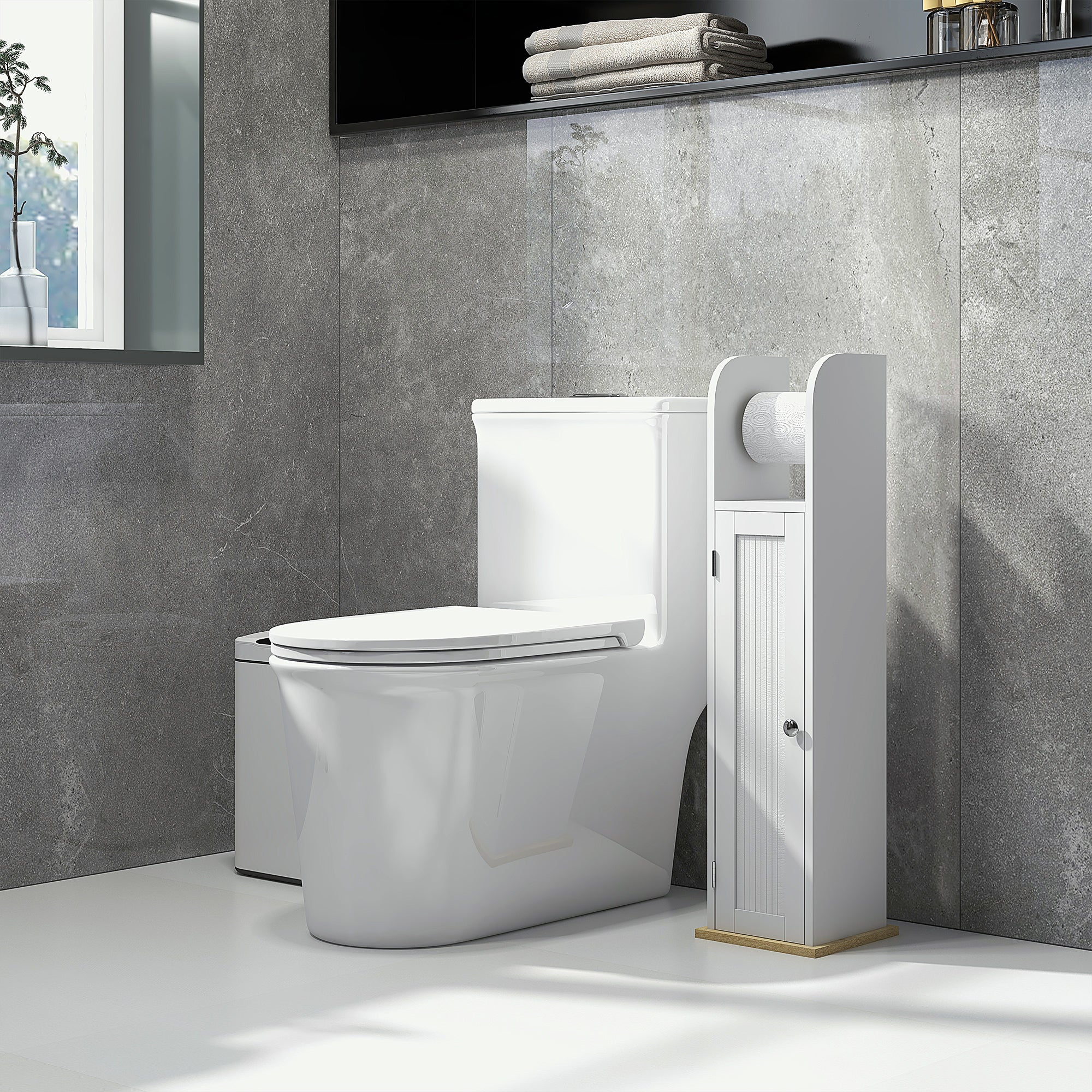 Armário de Casa de Banho Compacto – 20x20x80 cm – Branco – MDF