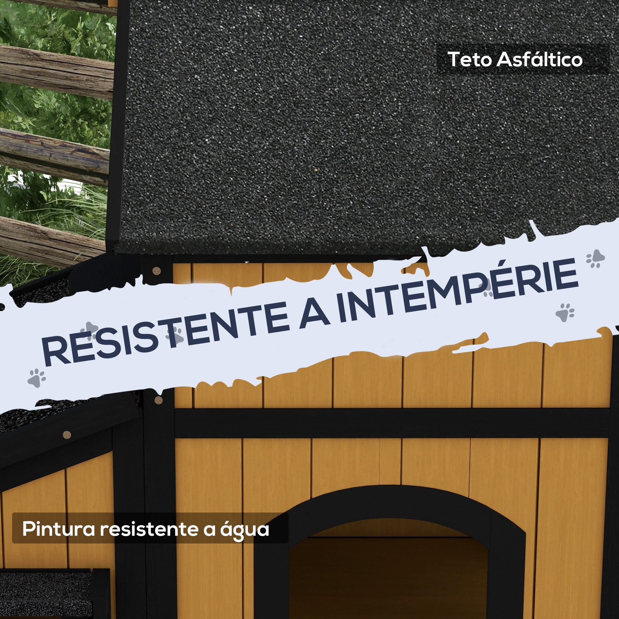 Casa para Gatos de Madeira – 96x65x85,5 cm – Preto – Madeira