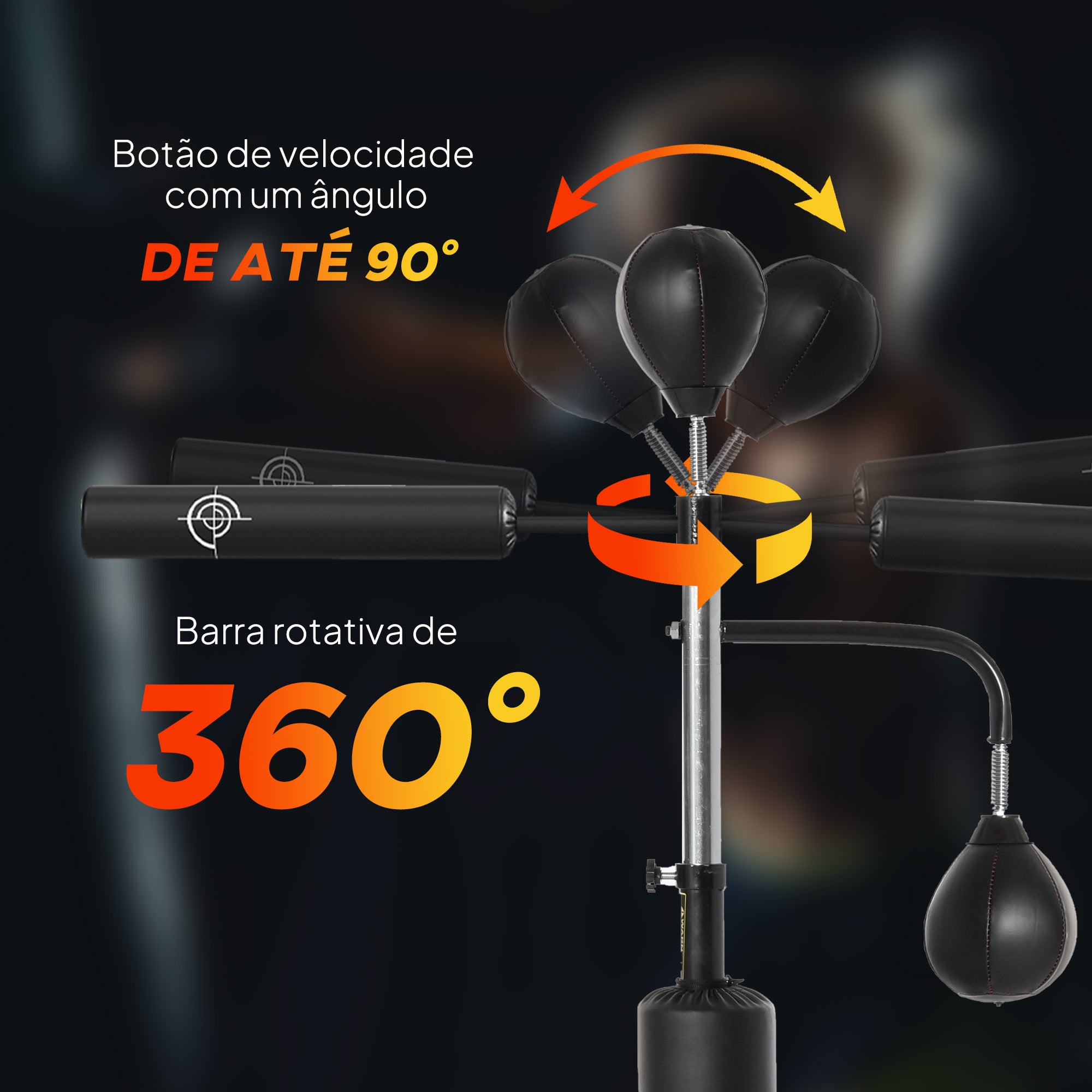 Punching Ball de Boxe com Altura Ajustável 88x50x230 cm - Cor Preto - Aço, Couro PU e PEAD