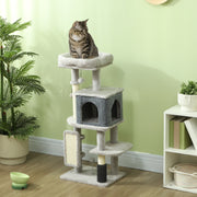 Arranhador para Gatos – 44x34x104 cm – Cinzento – Melamina de madeira, pelúcia, algodão PP e sisal