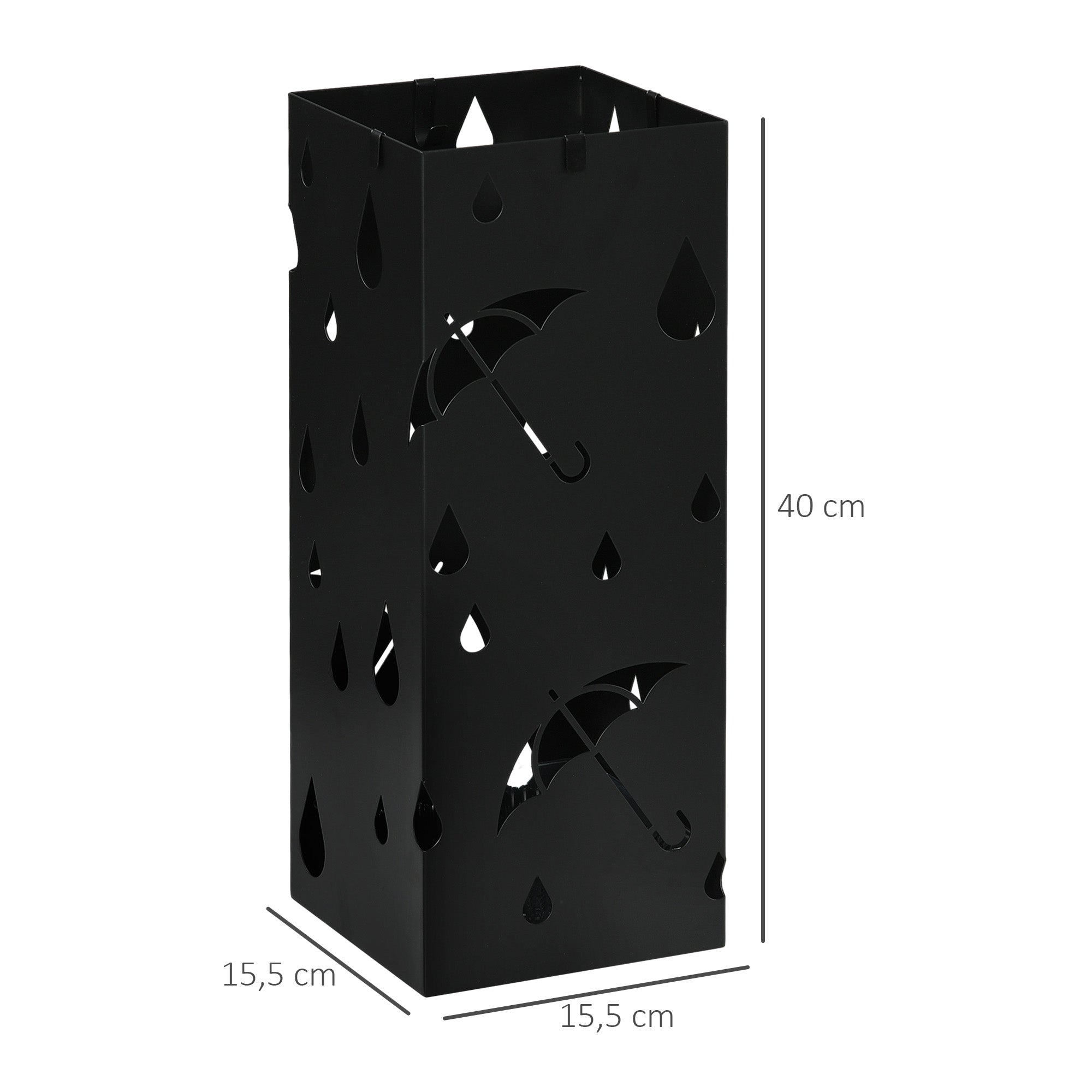 Suporte para Guarda-Chuvas Preto 15,5x15,5x41 cm