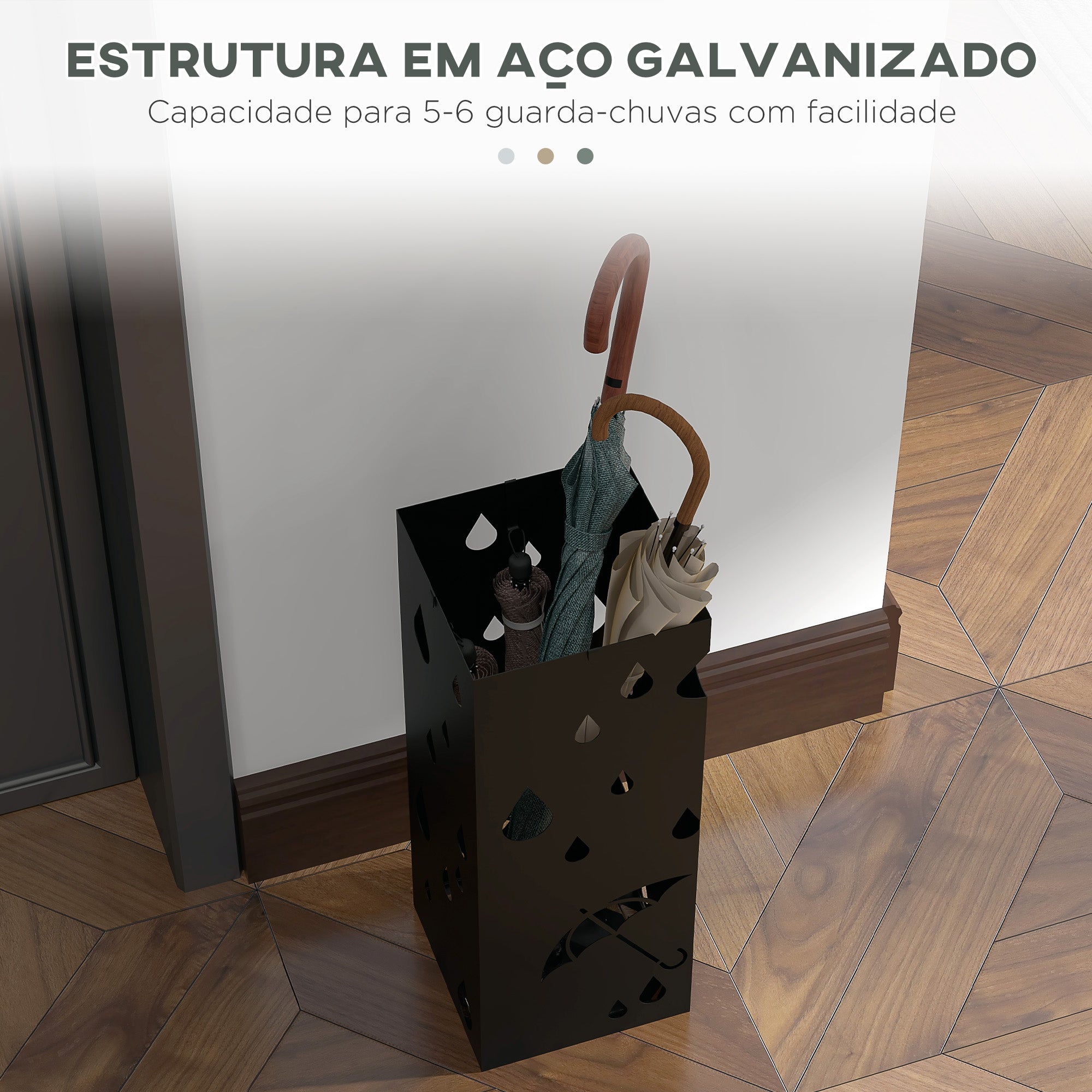 Suporte para Guarda-Chuvas Preto 15,5x15,5x41 cm