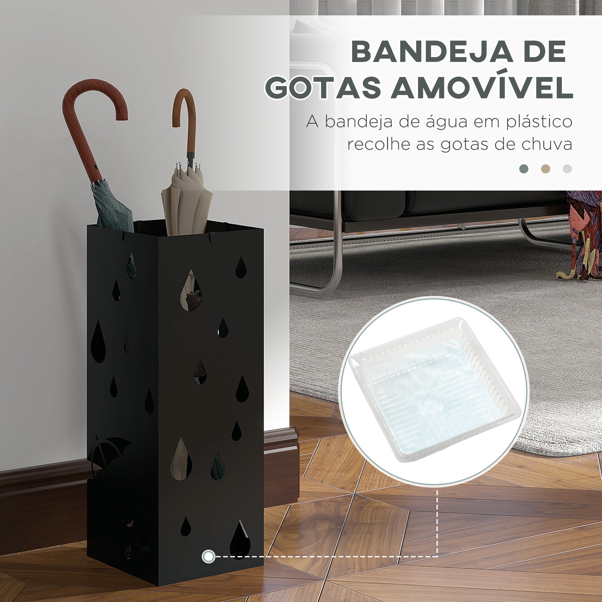 Suporte para Guarda-Chuvas Preto 15,5x15,5x41 cm