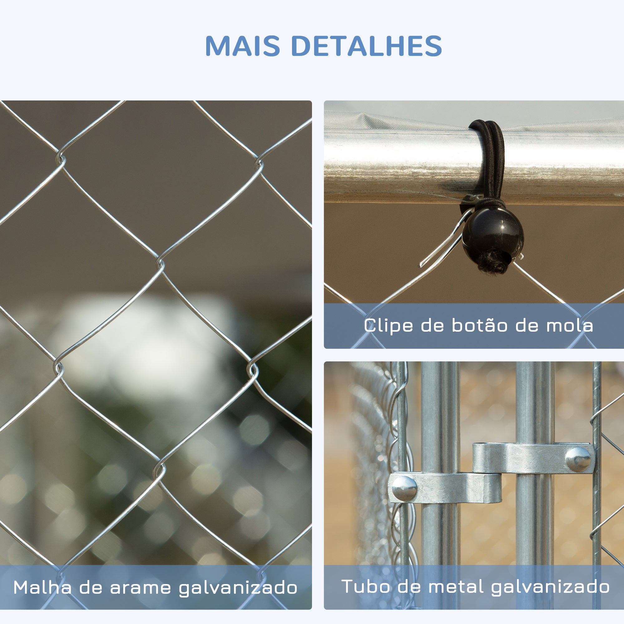 Canil de Exterior Prata 400x230x232 cm com Toldo Anti-UV e Estrutura de Metal Galvanizado