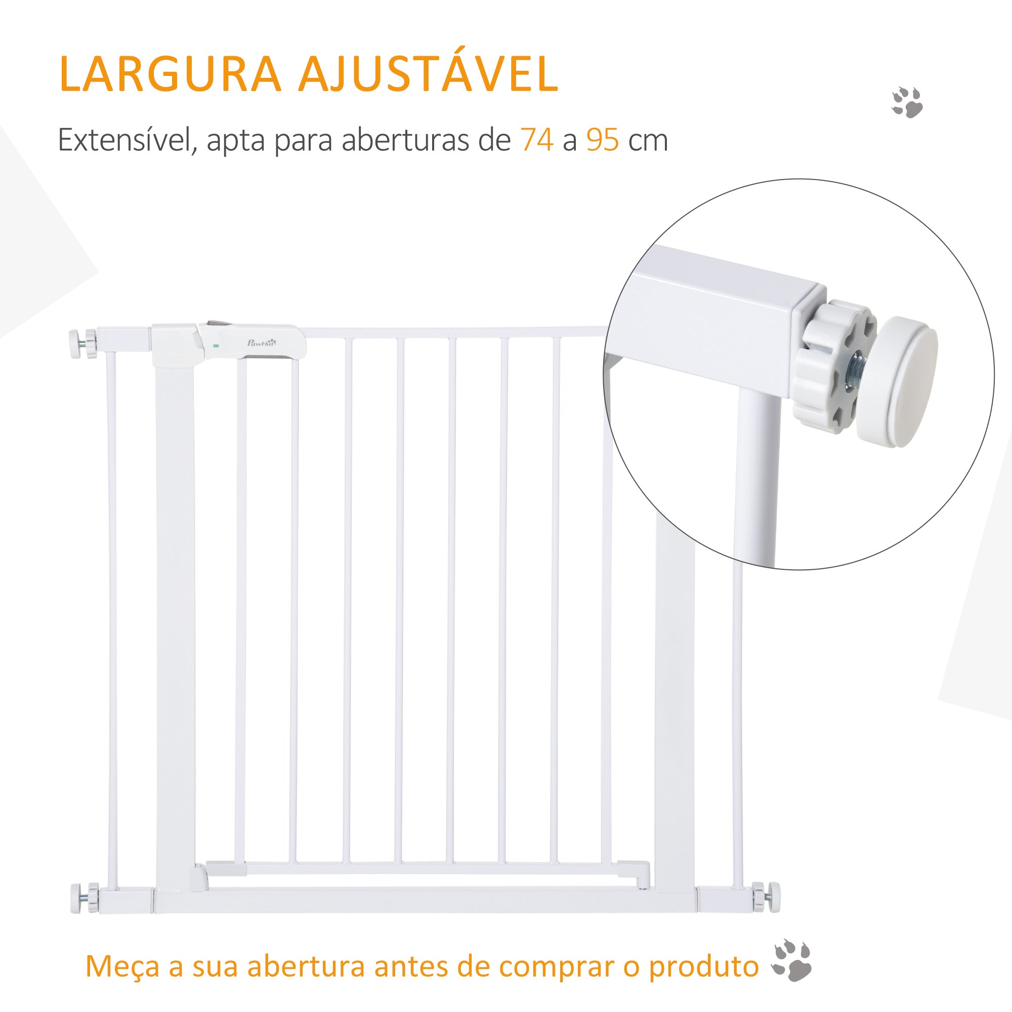Barreira de Segurança para Cães – 75-96x76cm – Branco – Aço e Plástico