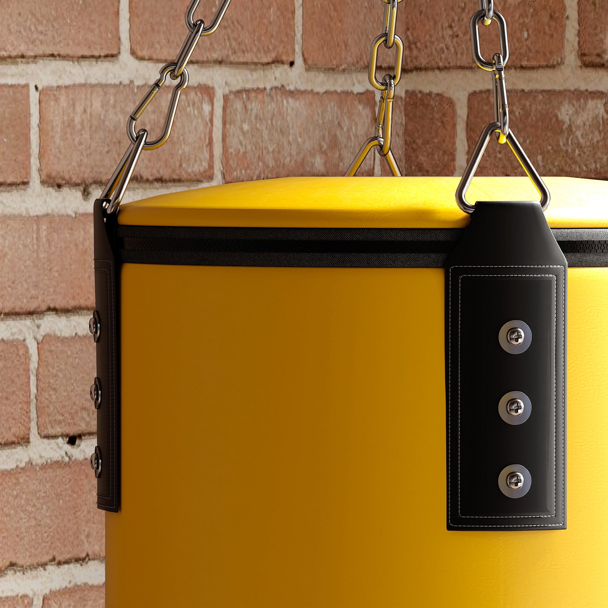 Saco de Boxe – 32x32x135 cm – Amarelo e Preto – Plástico e Aço
