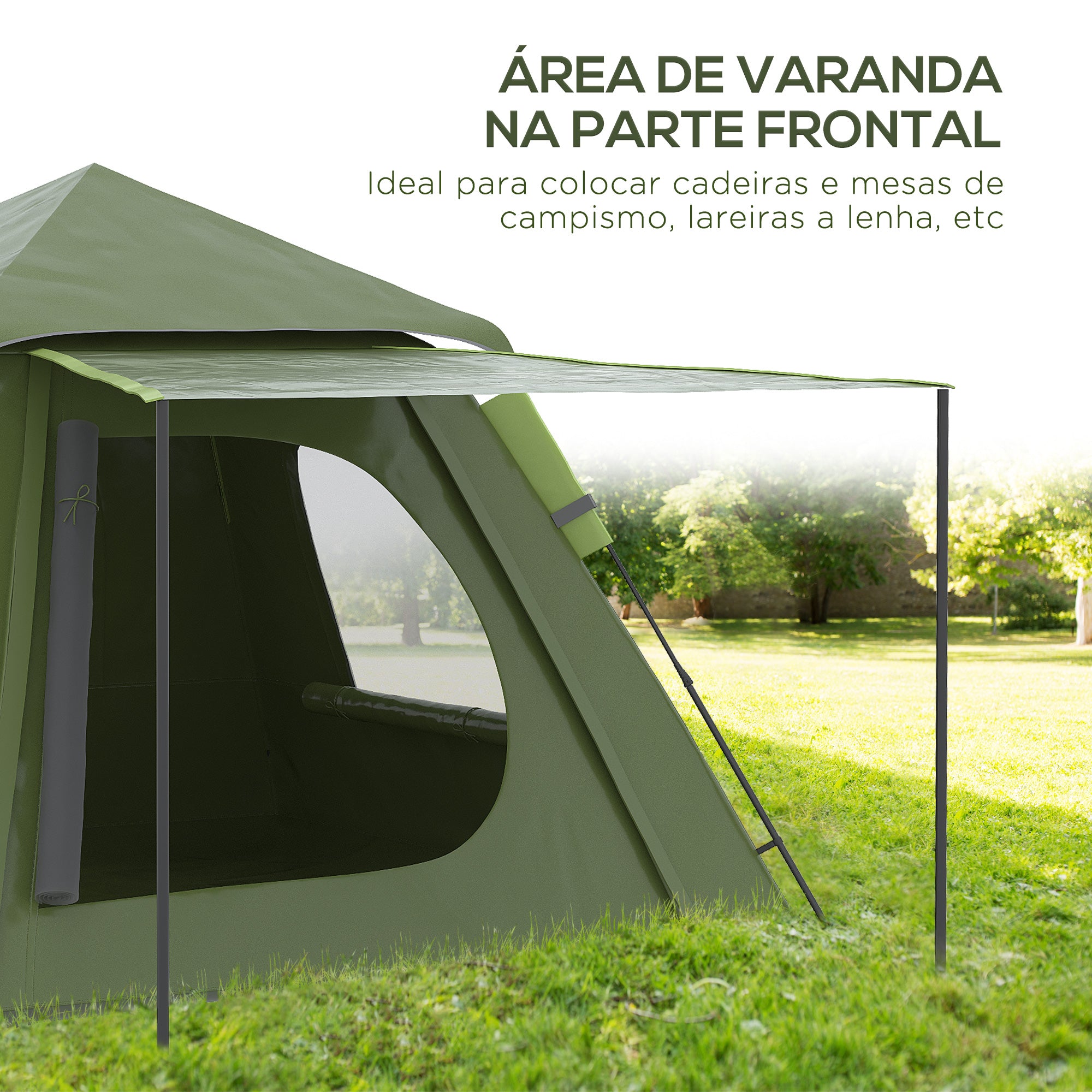 Tenda de Campismo – 210x210x150 cm – Verde – Poliéster