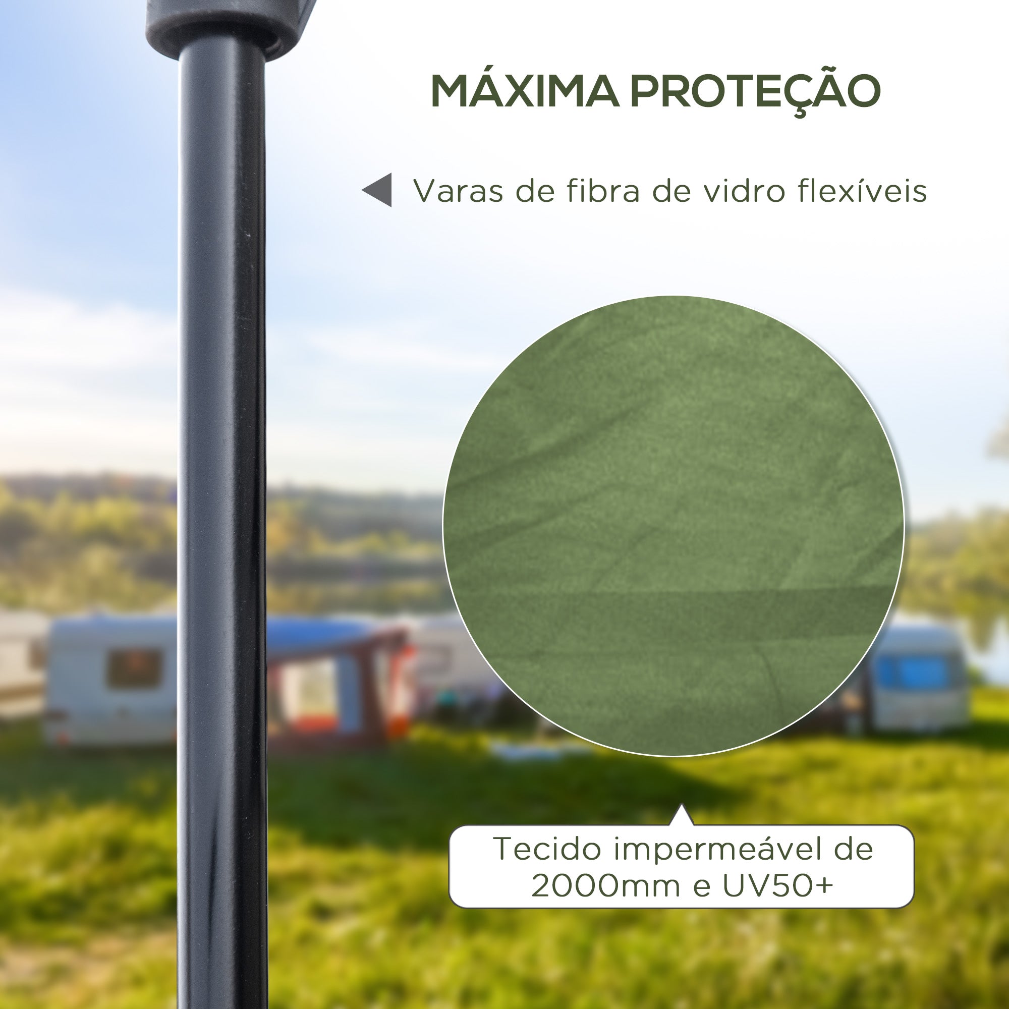 Tenda de Campismo – 210x210x150 cm – Verde – Poliéster