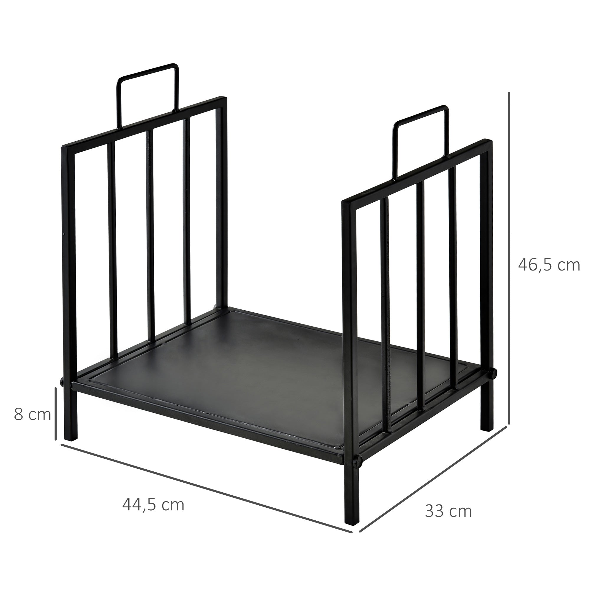 Prateleira de Lenha Preto 44,5x33x46,5 cm - Armazenamento de Madeira com Alças