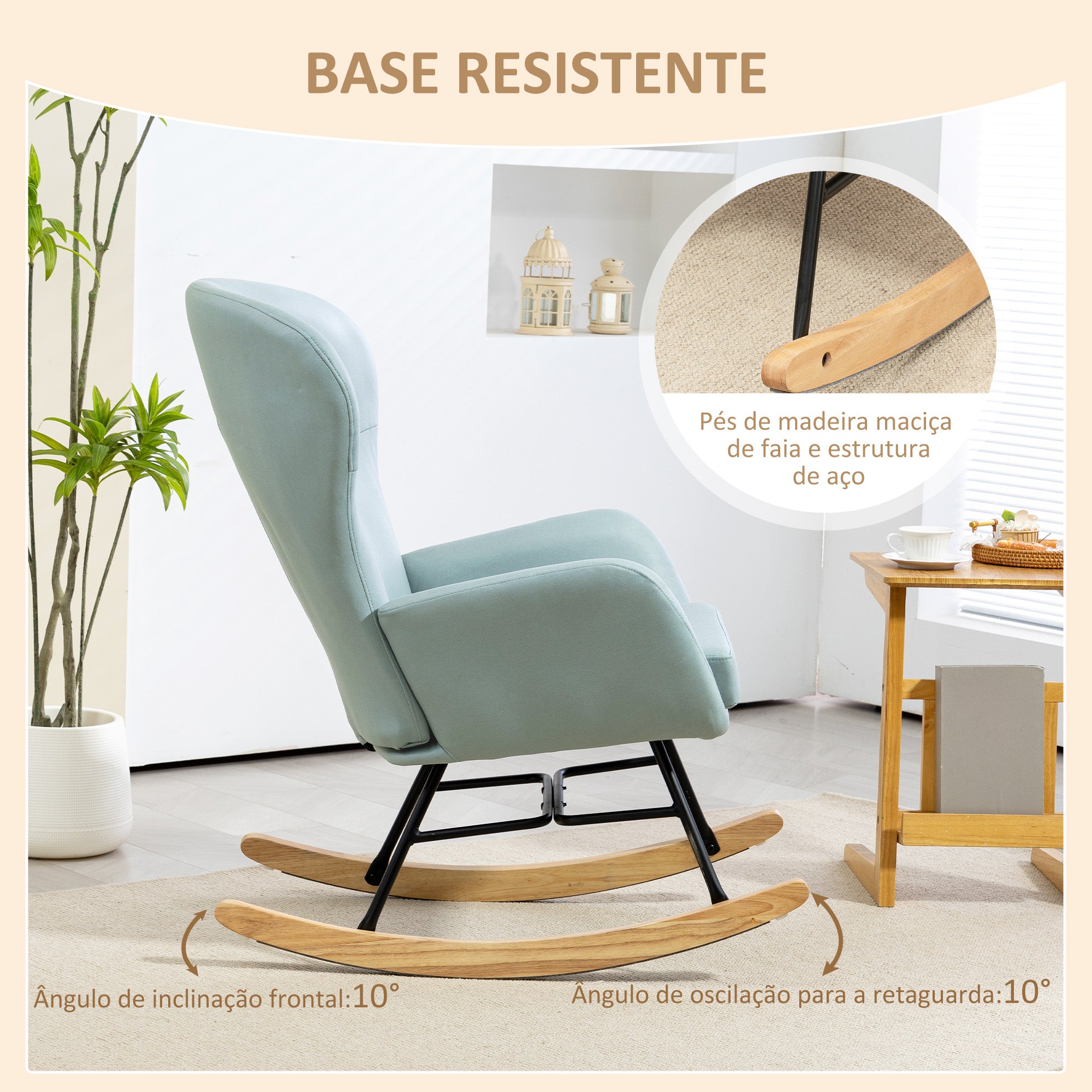 Poltrona Baloiço – 65x87x102 cm – Verde – Veludo