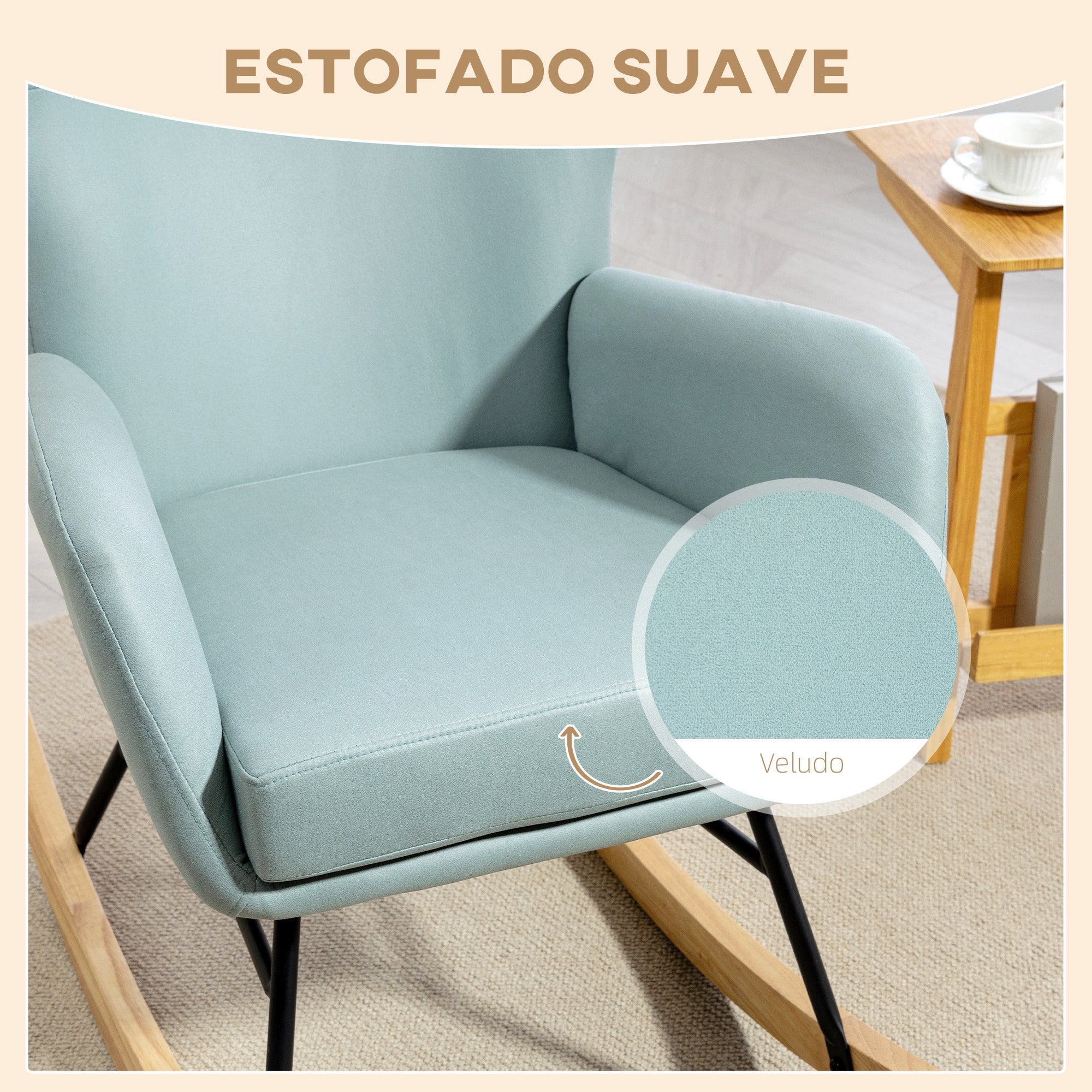 Poltrona Baloiço – 65x87x102 cm – Verde – Veludo
