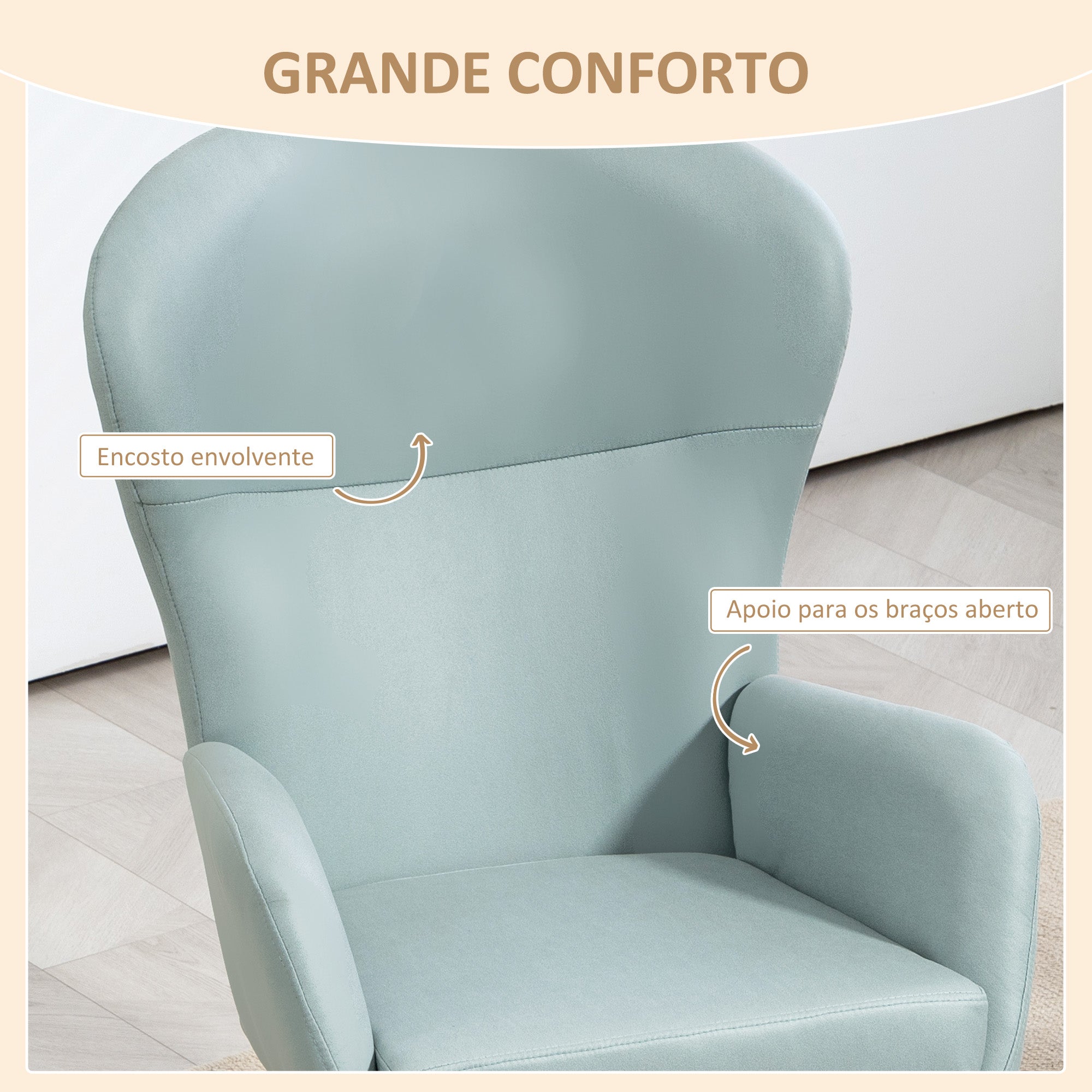Poltrona Baloiço – 65x87x102 cm – Verde – Veludo