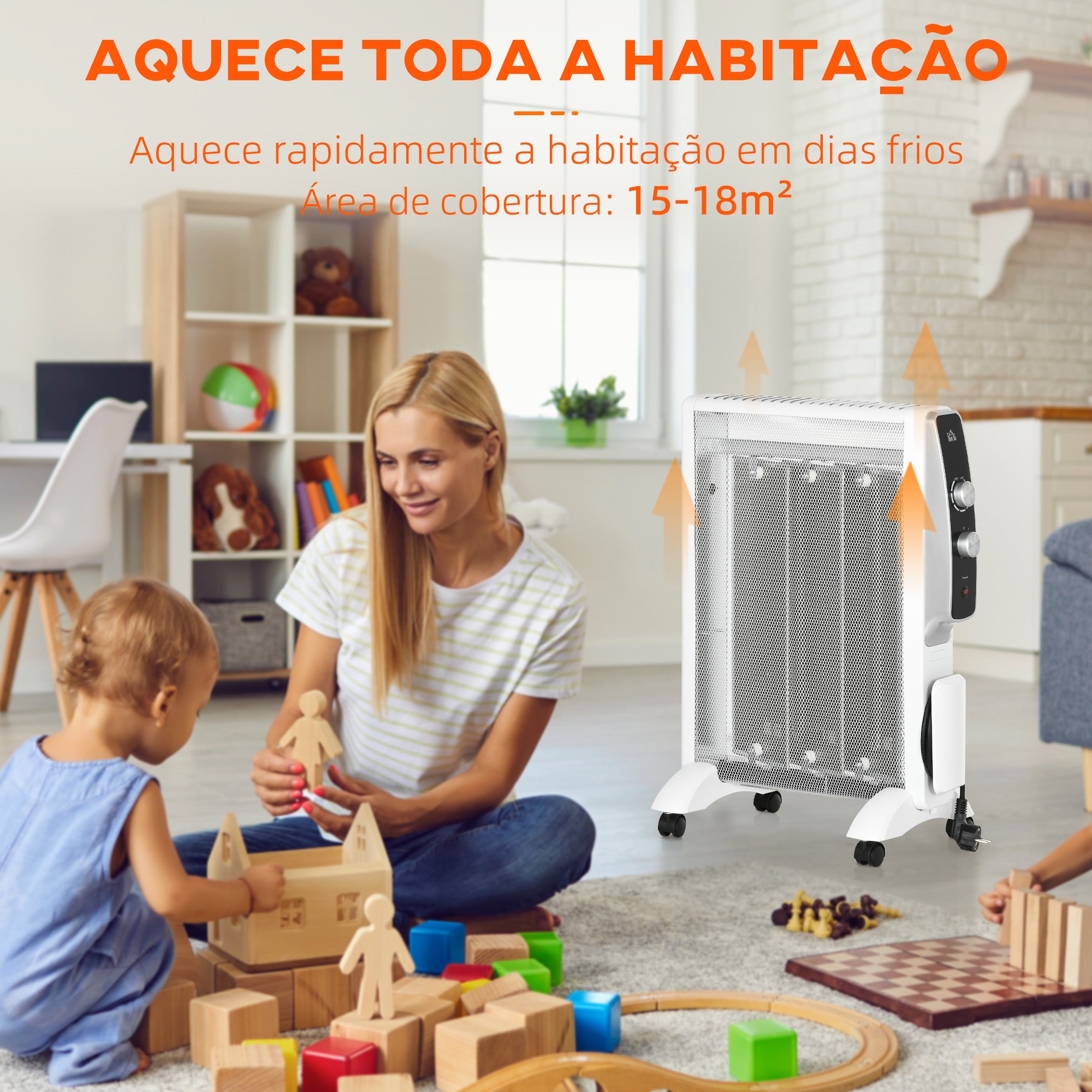 Aquecedor Elétrico – 47x26.5x61.5 cm – Branco – Aço e mica