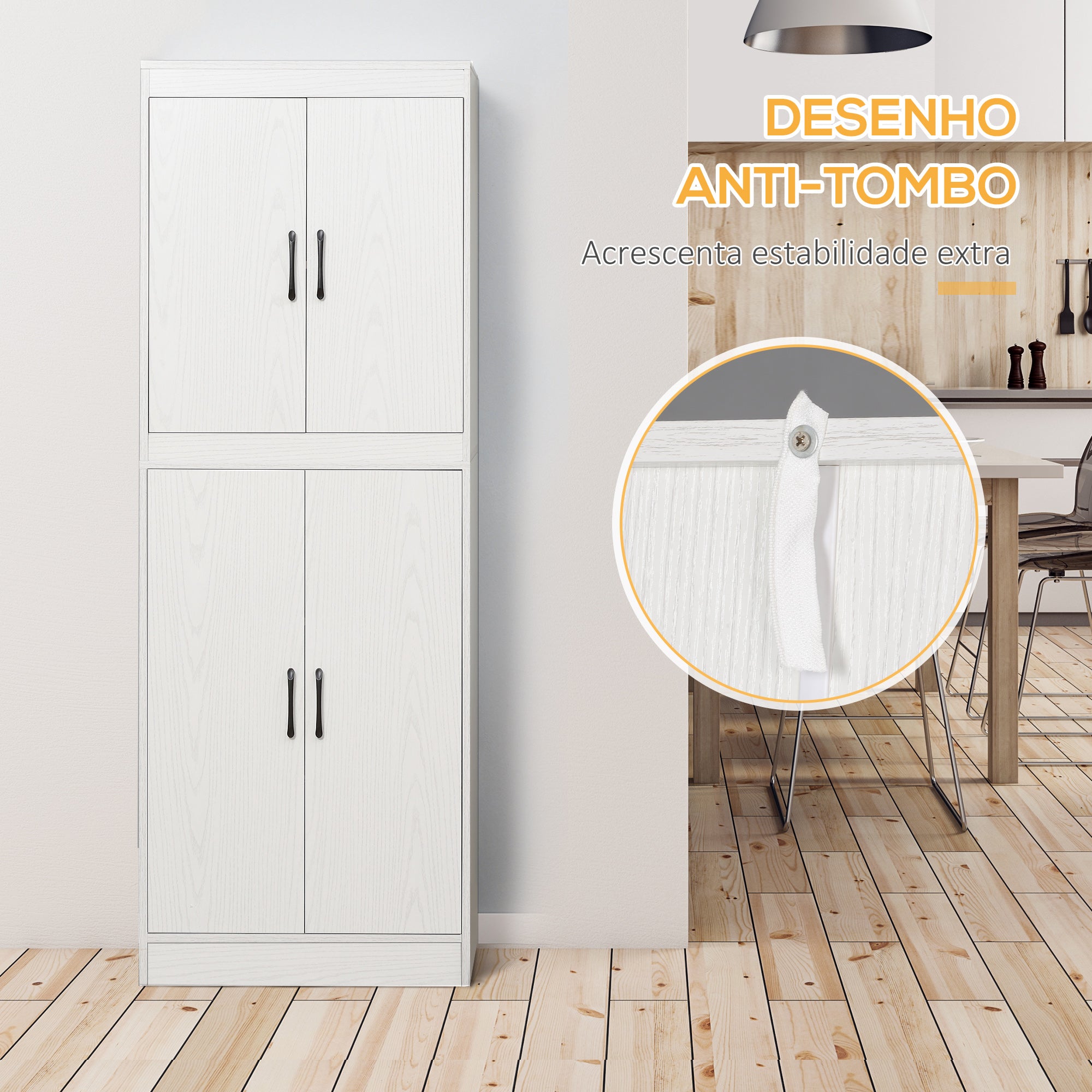 Armário de Cozinha Espaçoso 60x36x168 cm Branco