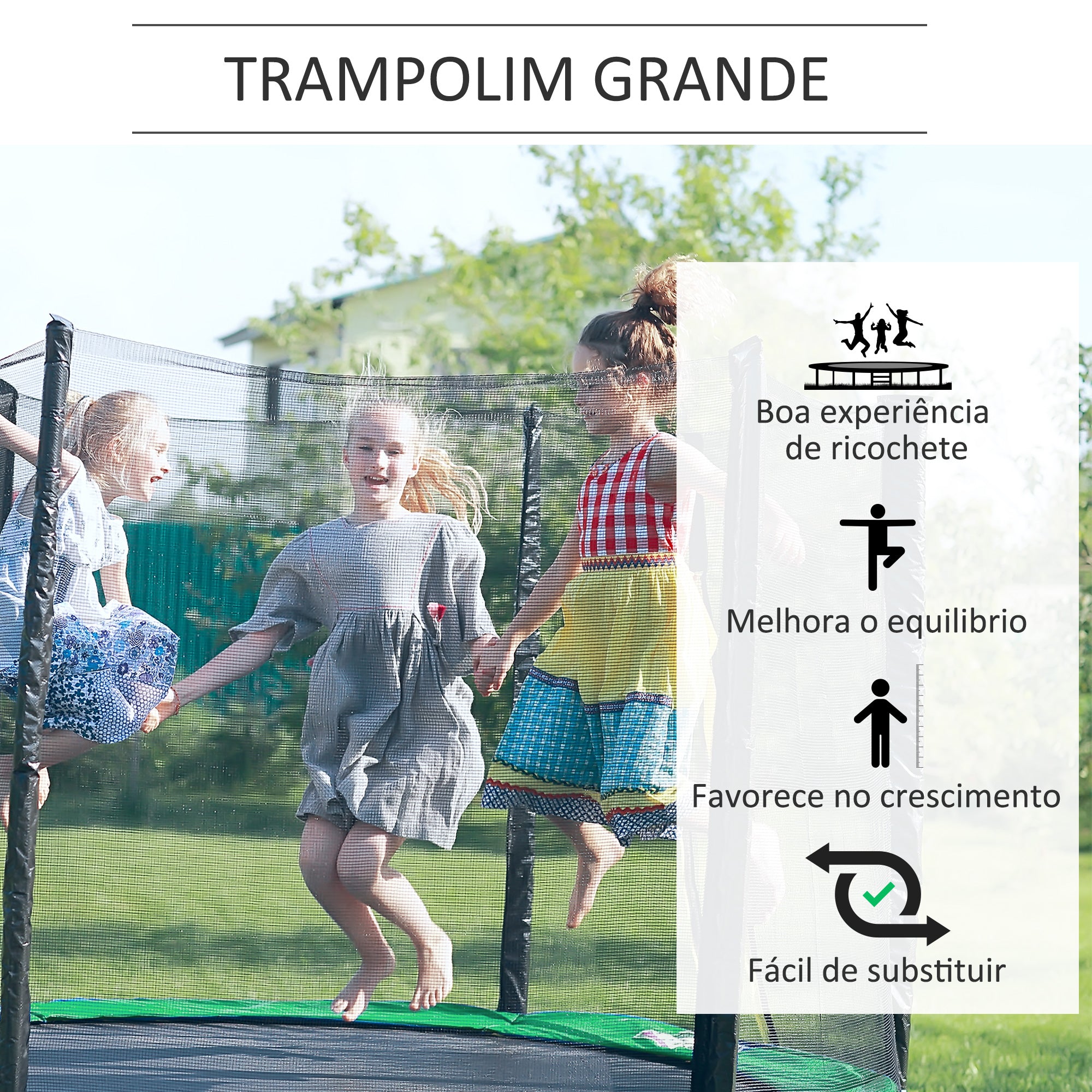 Rede de Segurança para Trampolim Ø366x180 cm - Cor Preto