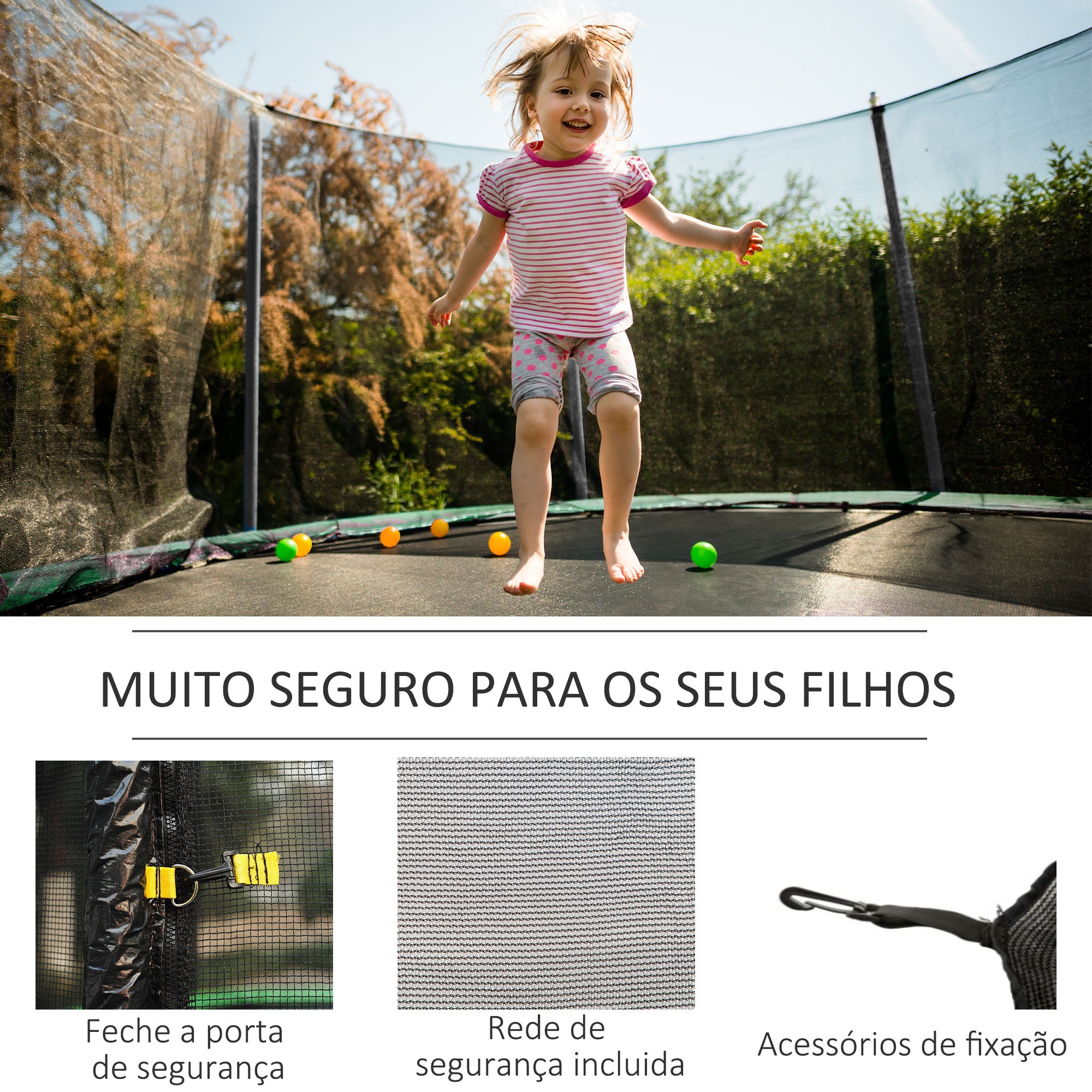 Rede de Segurança para Trampolim Ø366x180 cm - Cor Preto