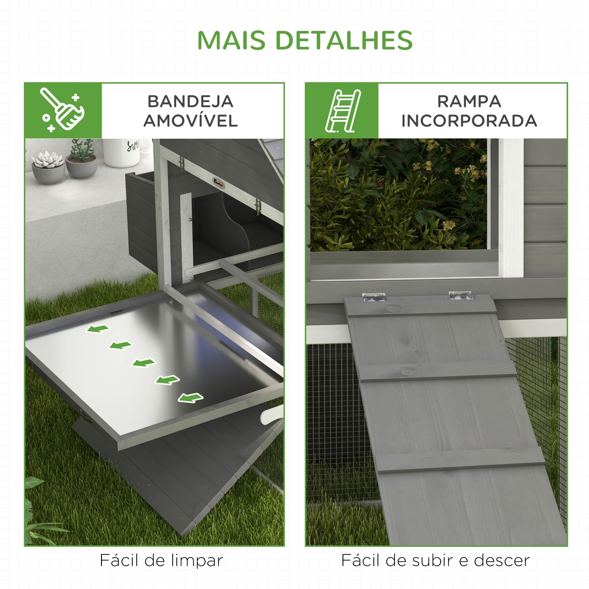 Galinheiro Grande de Madeira Cinzento 310,5x149,5x149 cm Gaiola para Galinhas