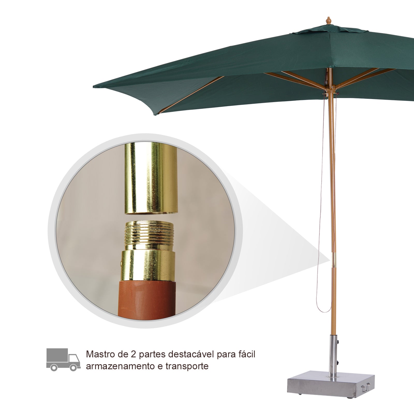 Guarda-Sol de Jardim 295x200x255cm Verde