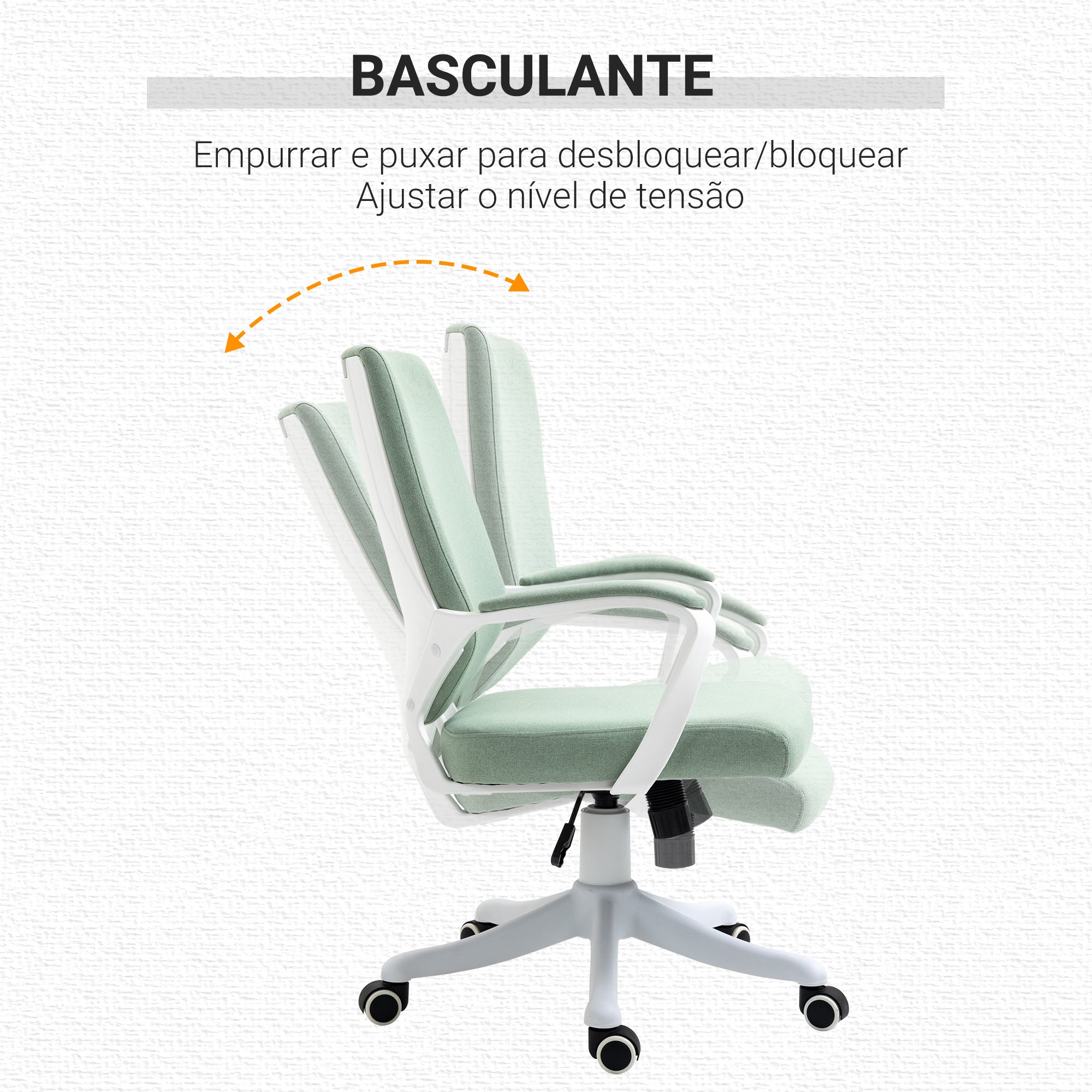 Cadeira de Escritório Ergonómica – 62x69x92-100 cm – Verde – Linho Sintético