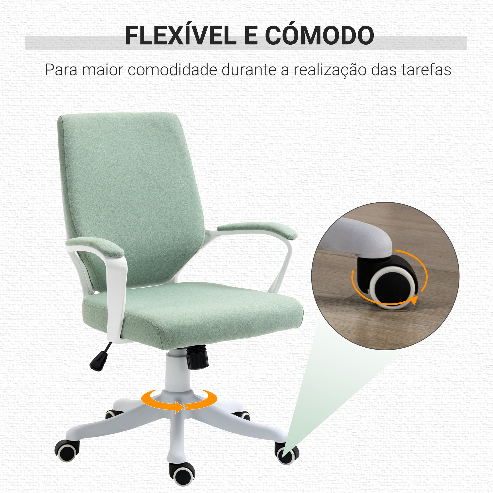 Cadeira de Escritório Ergonómica – 62x69x92-100 cm – Verde – Linho Sintético