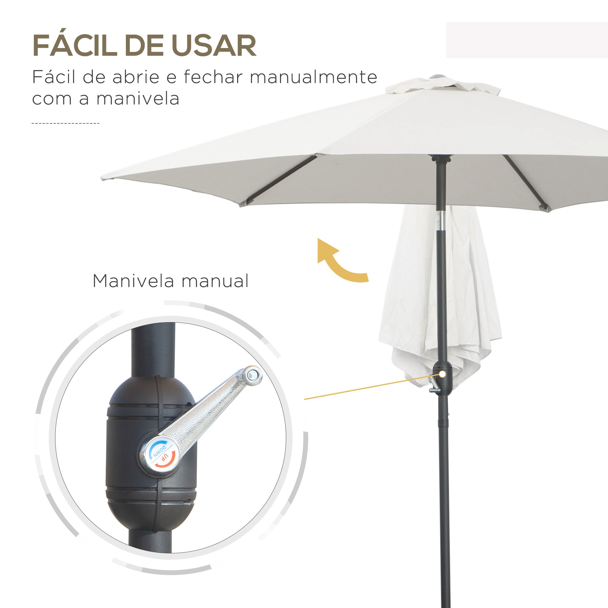 Chapéu de Sol de Jardim Ø270x235cm - Creme Branco