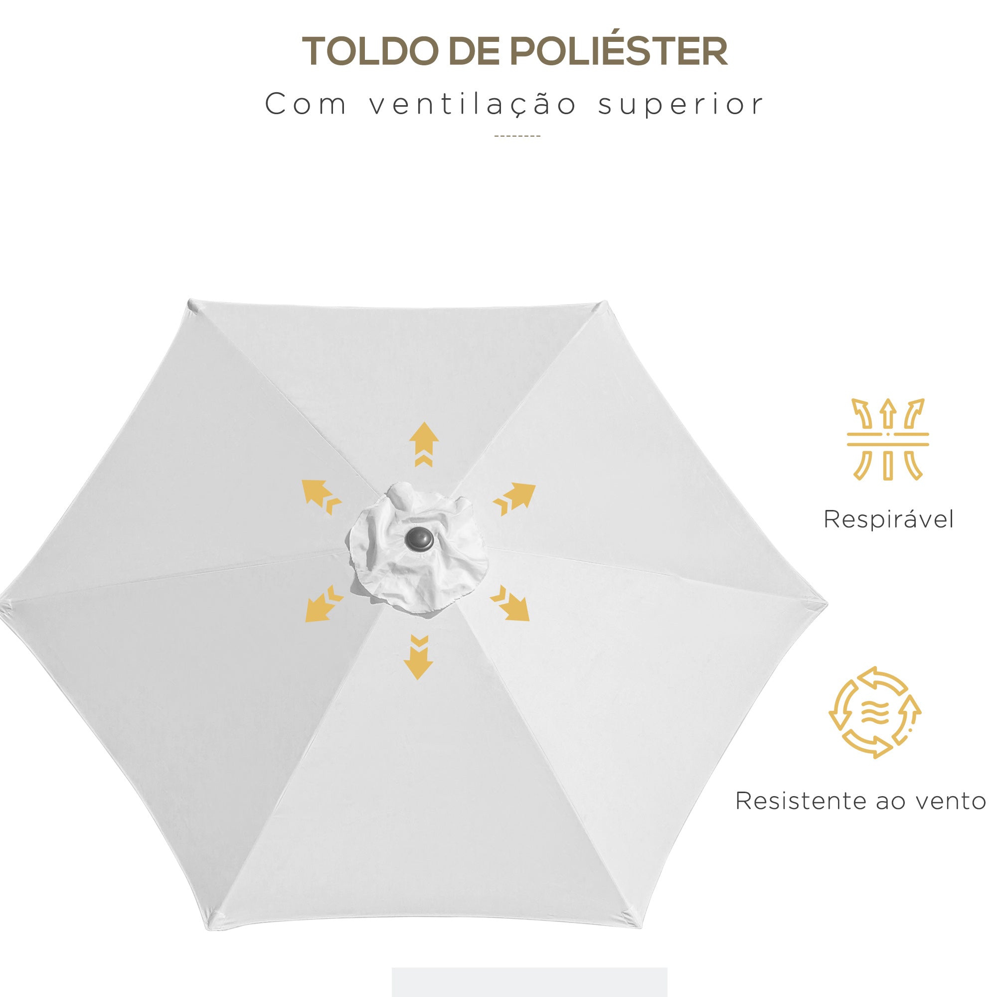 Chapéu de Sol de Jardim Ø270x235cm - Creme Branco