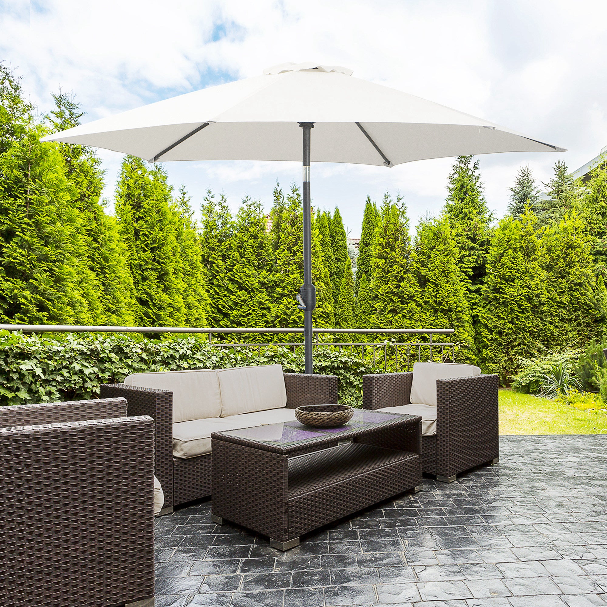 Chapéu de Sol de Jardim Ø270x235cm - Creme Branco