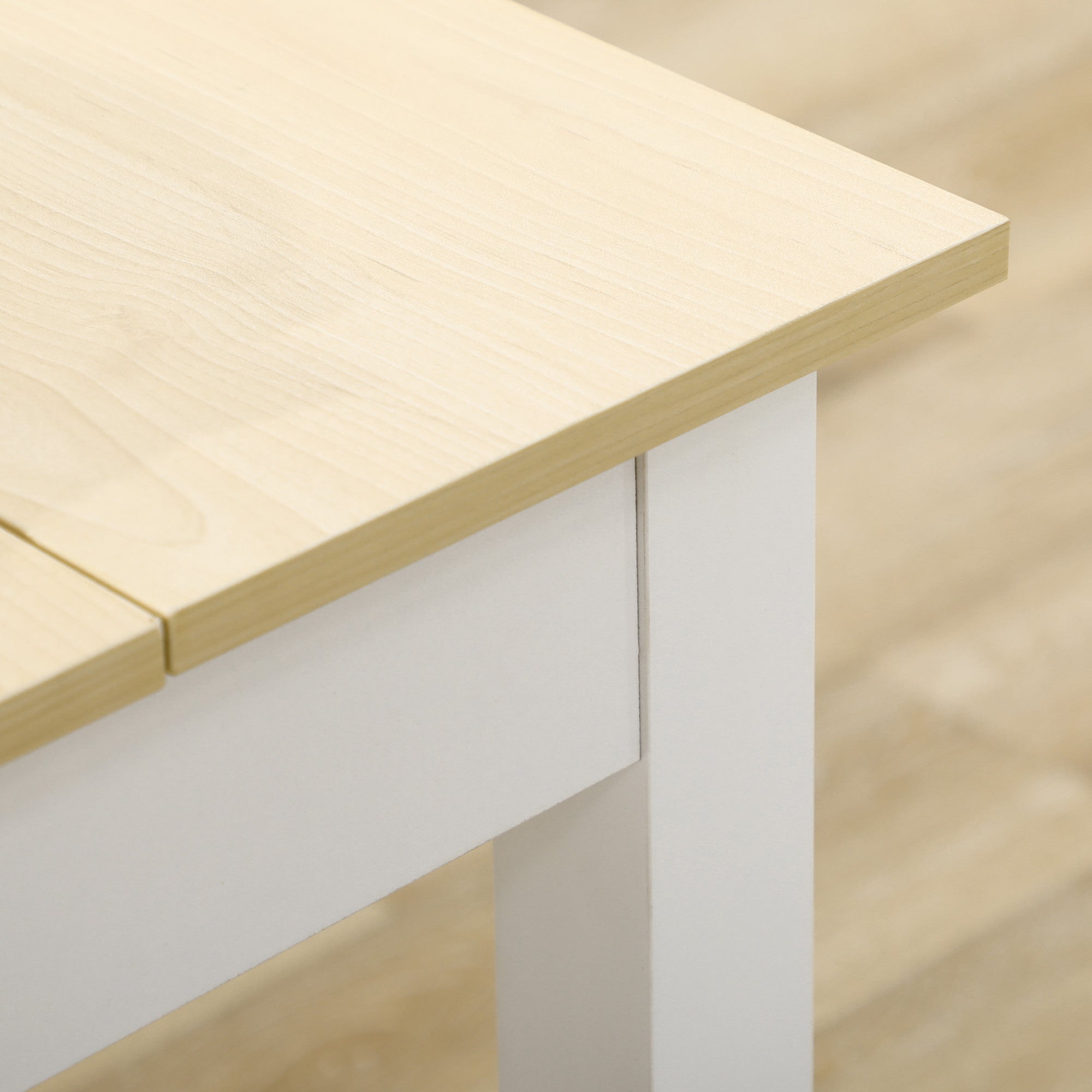 Mesa de Sala de Jantar Retangular – 119x70x76 cm – Branco e Madeira – Melamina