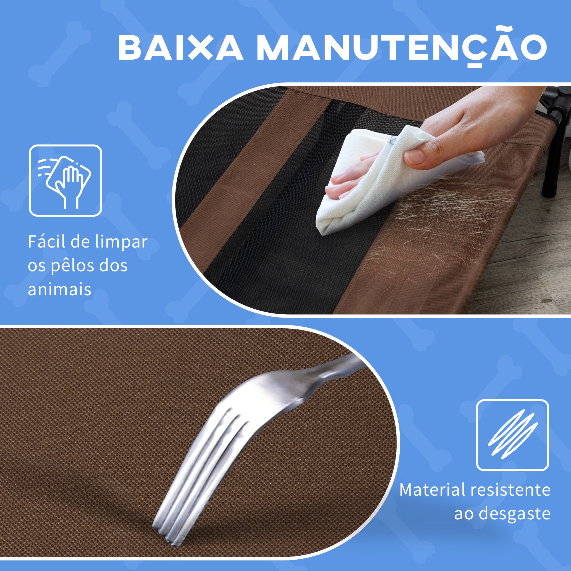 Cama Elevada para Animais de Estimação 122x92x23cm - Marrom