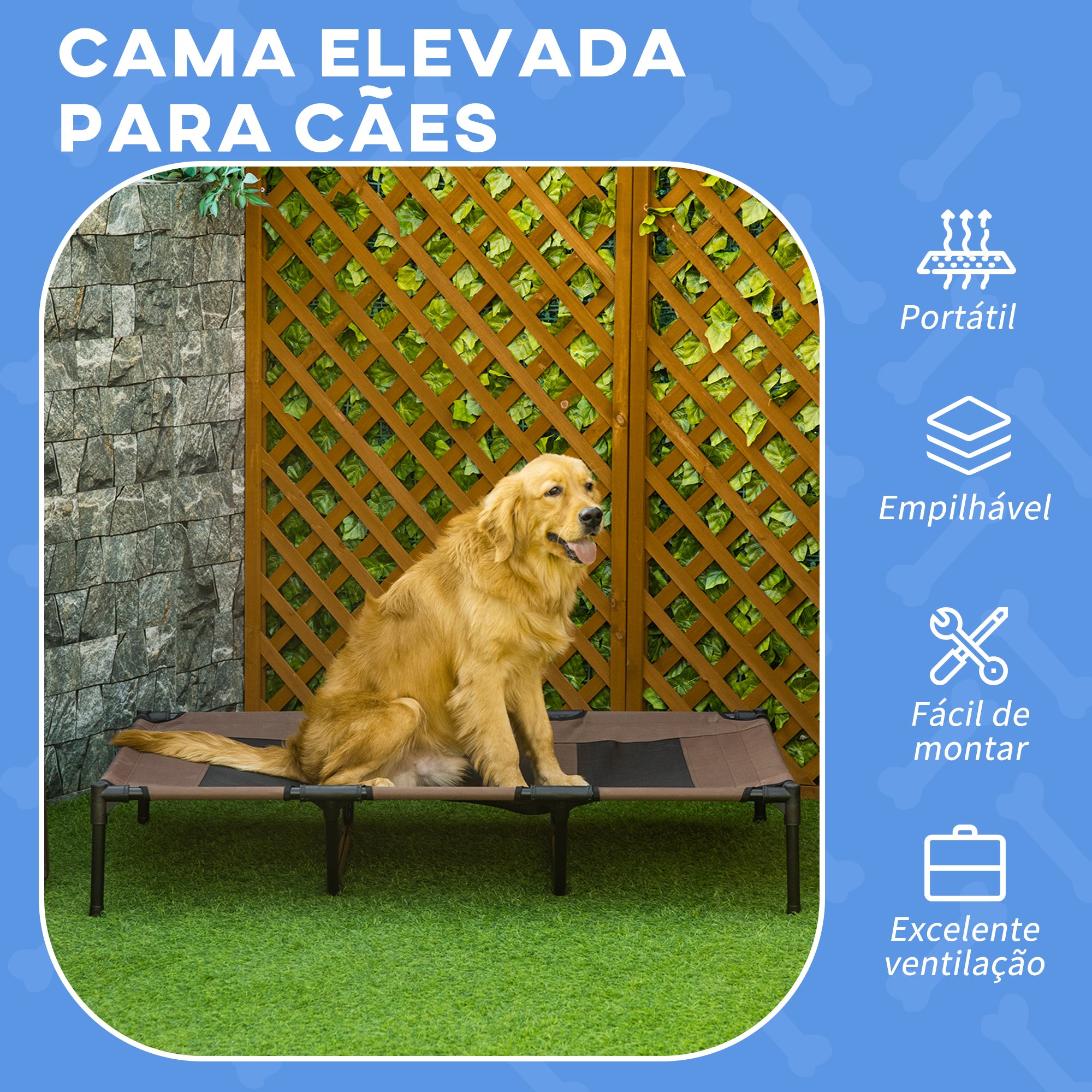 Cama Elevada para Animais de Estimação 122x92x23cm - Marrom