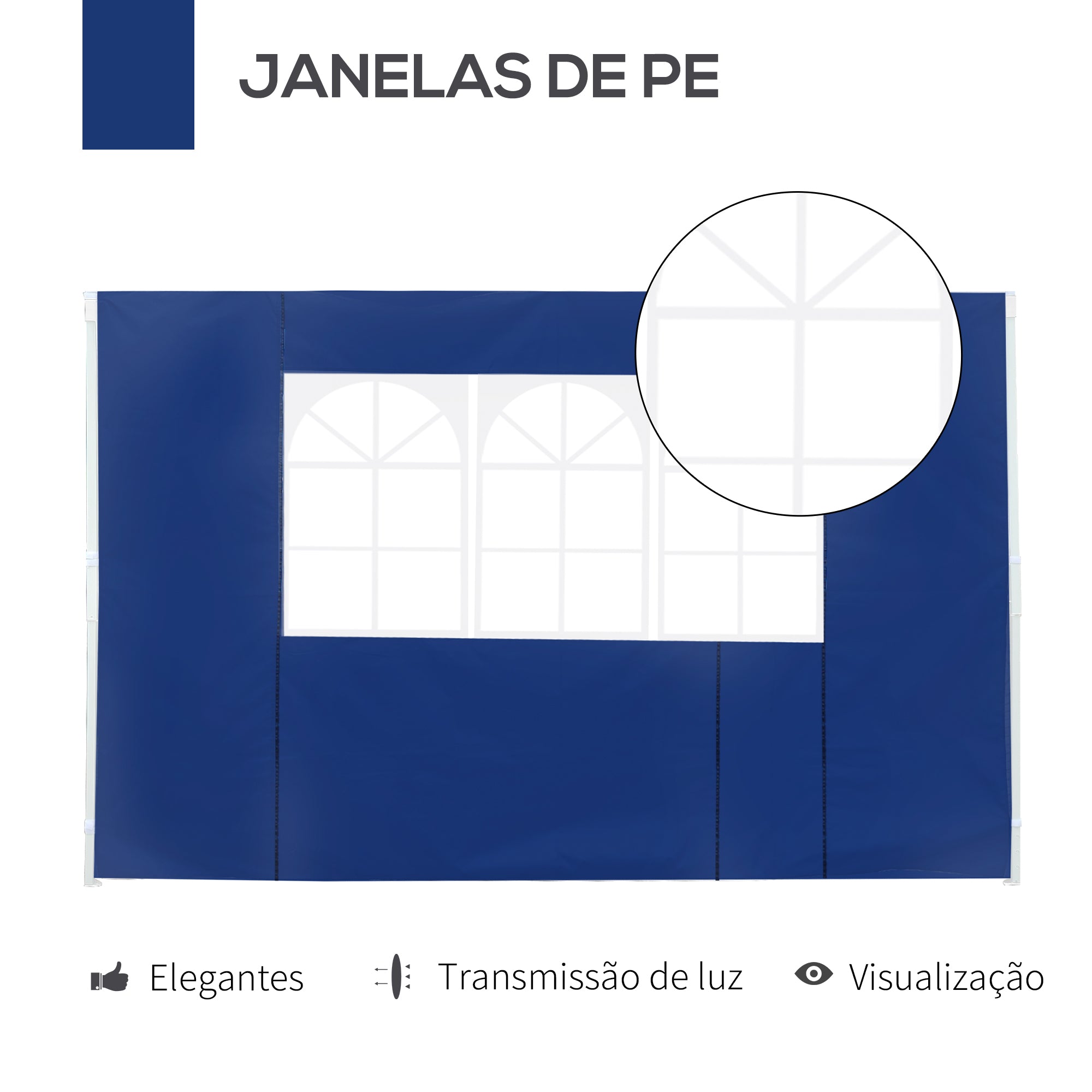 Painéis Laterais para Tenda 300x200 cm Azul - Tecido Oxford Resistente