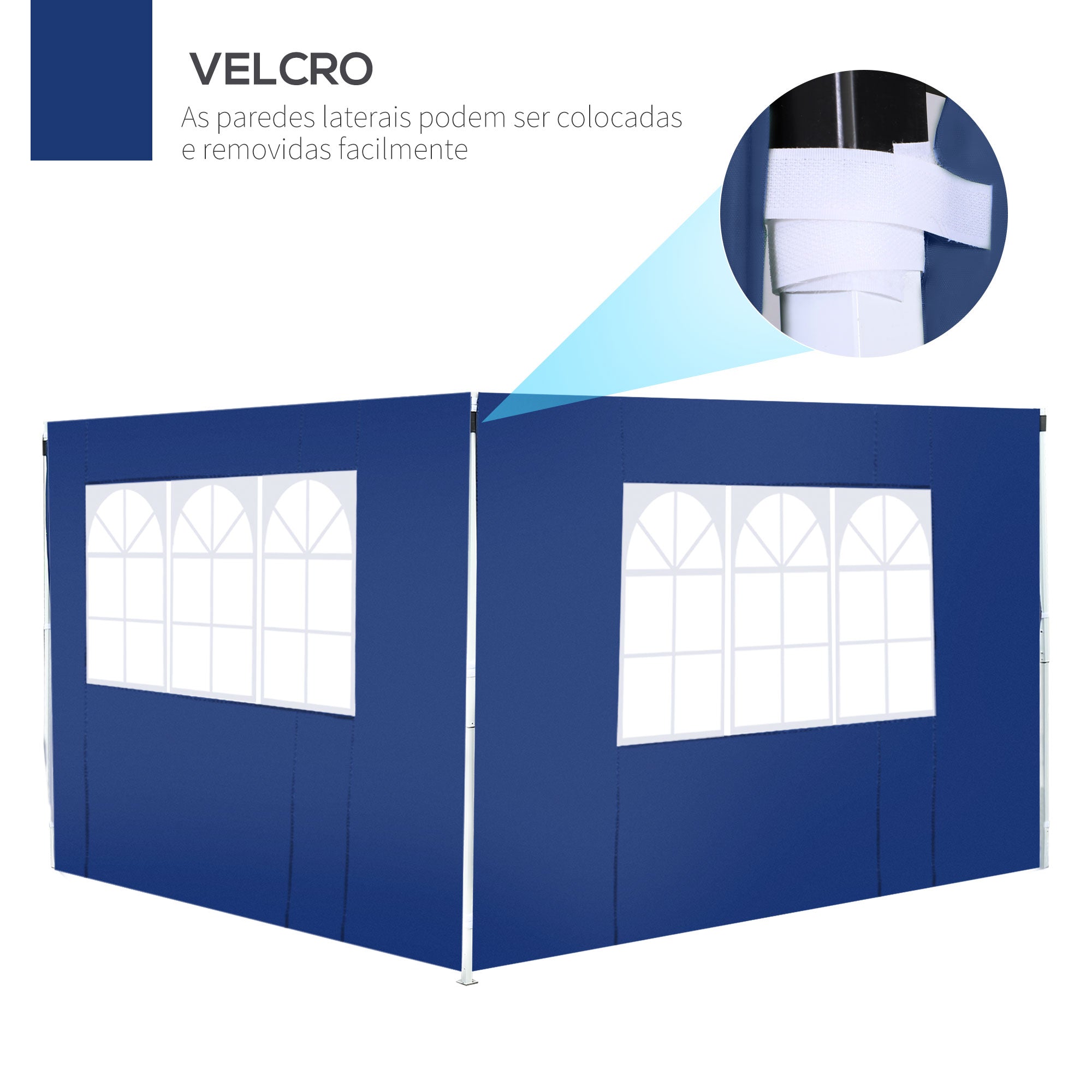 Painéis Laterais para Tenda 300x200 cm Azul - Tecido Oxford Resistente