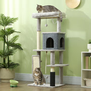 Arranhador para Gatos Grande – 55x44x132 cm – Cinzento – Melamina de madeira, pelúcia, algodão PP e sisal