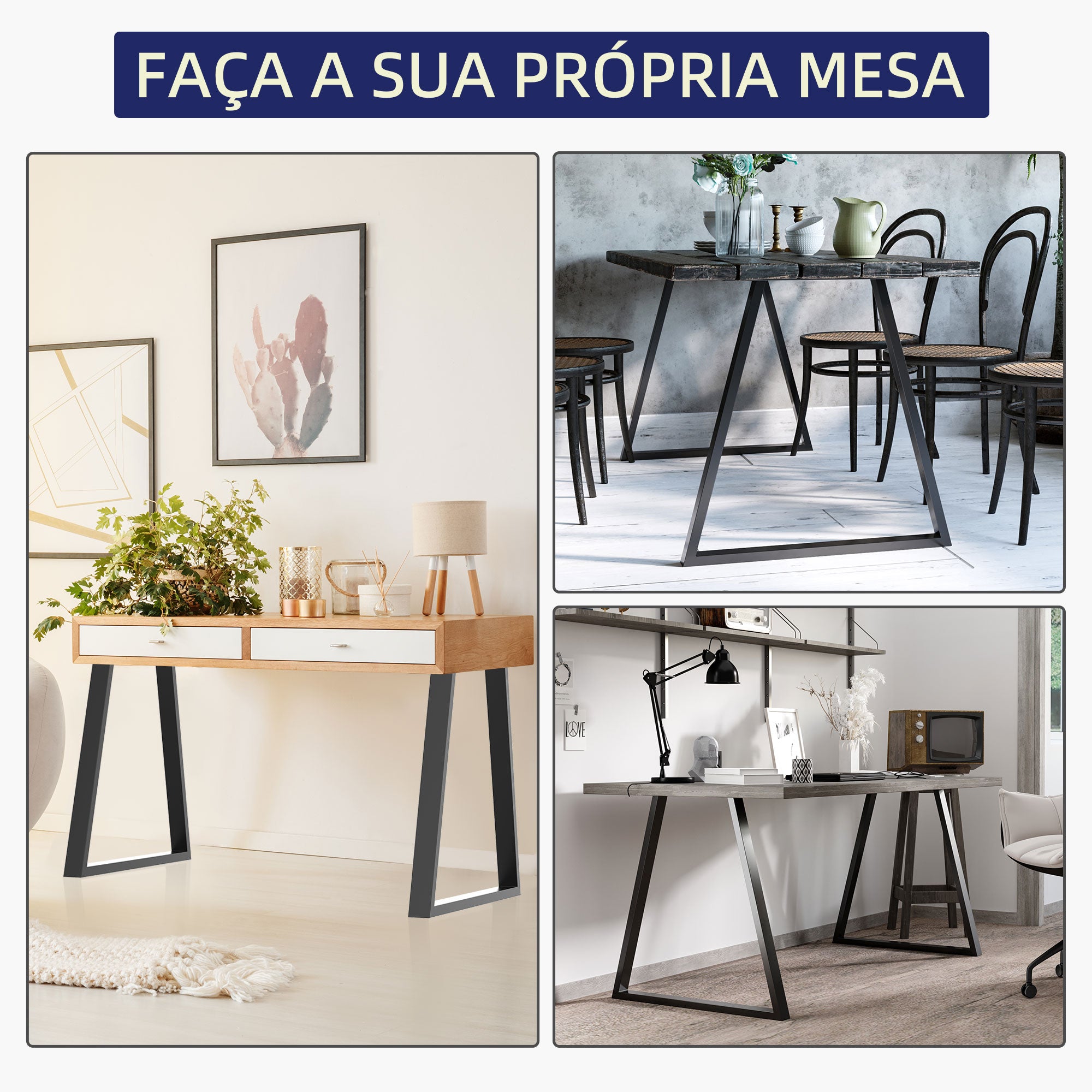 Pés para Mesa – 72x6x72cm – Preto – Aço