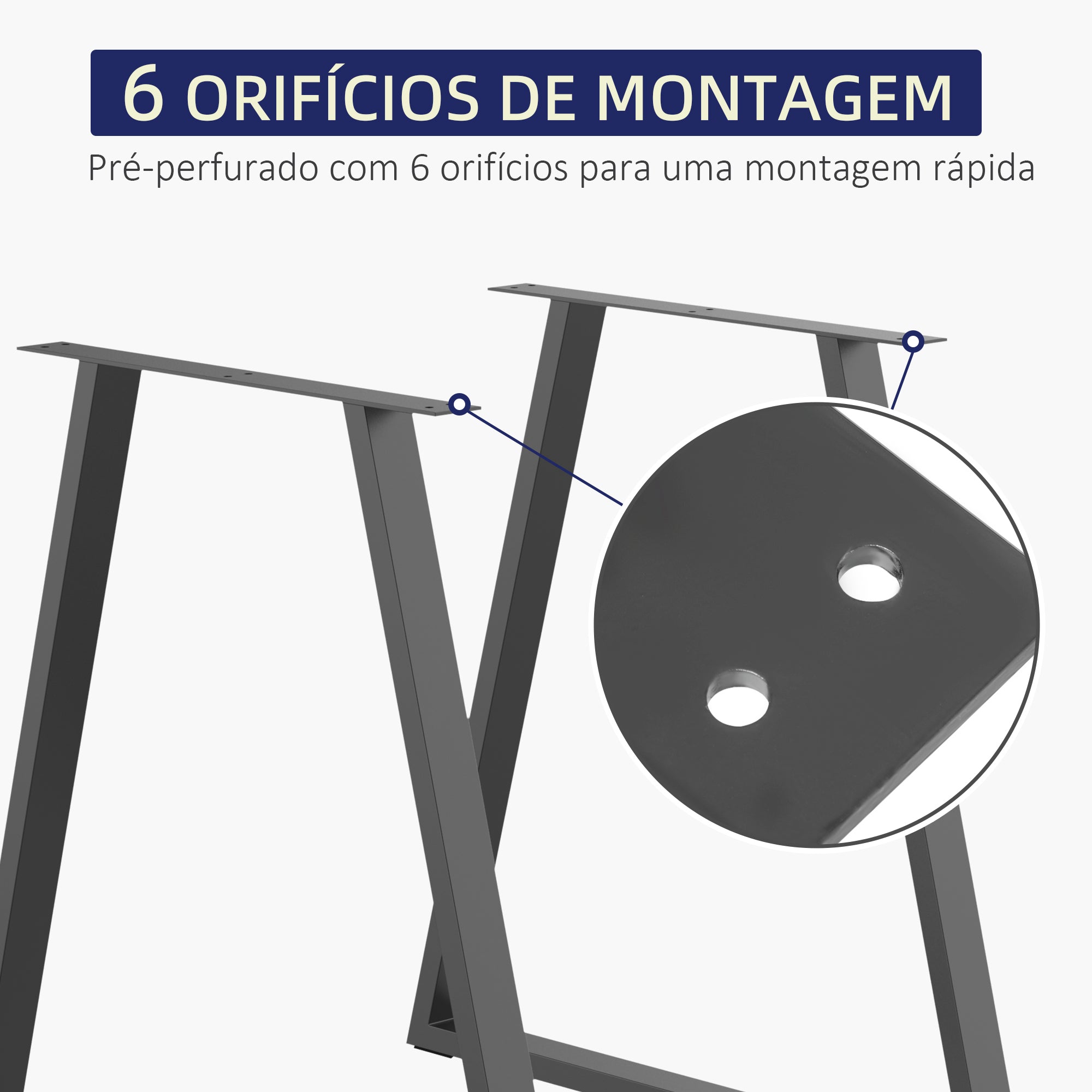Pés para Mesa – 72x6x72cm – Preto – Aço