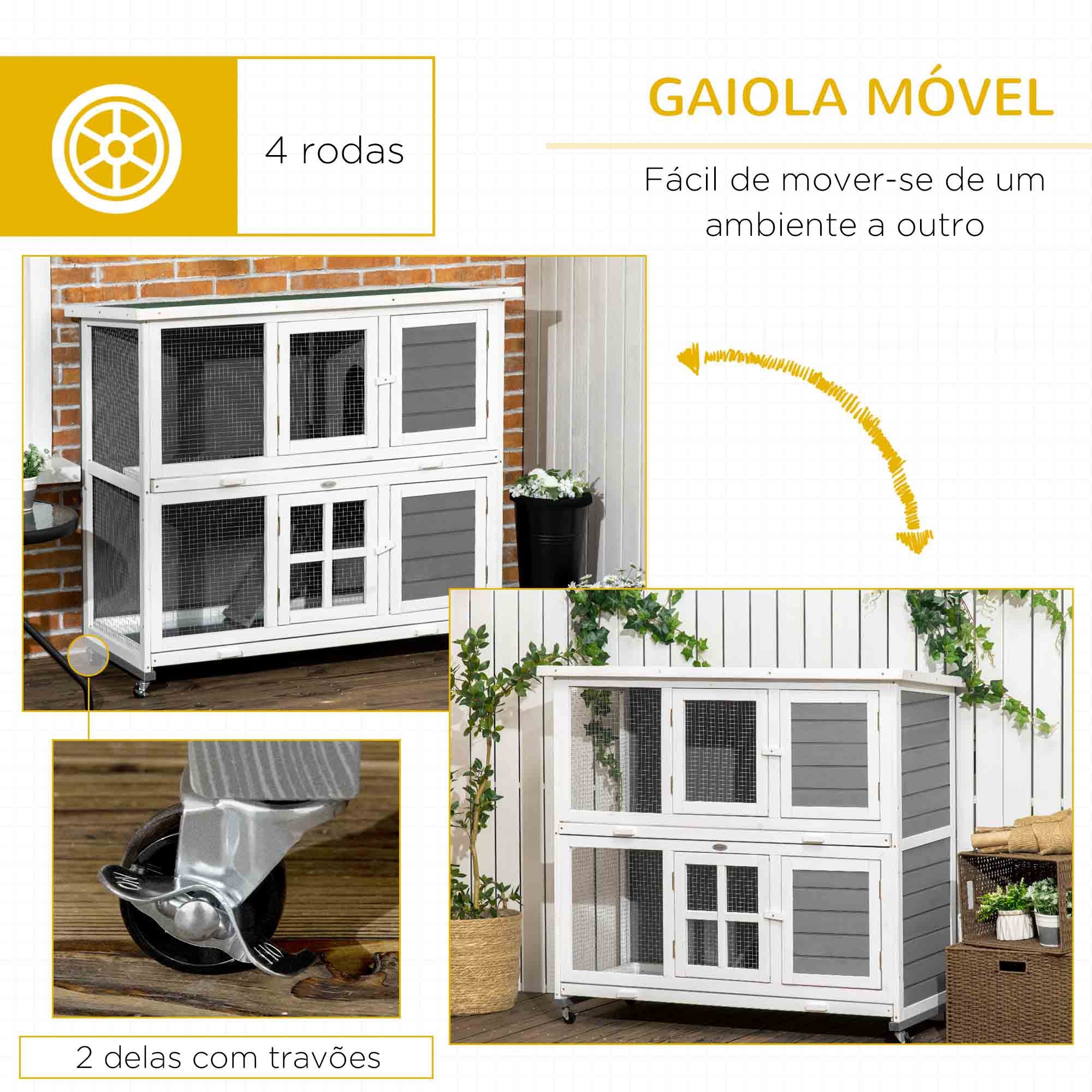 Coelheira de Madeira – 119x50,5x109 cm – Branco e Cinza