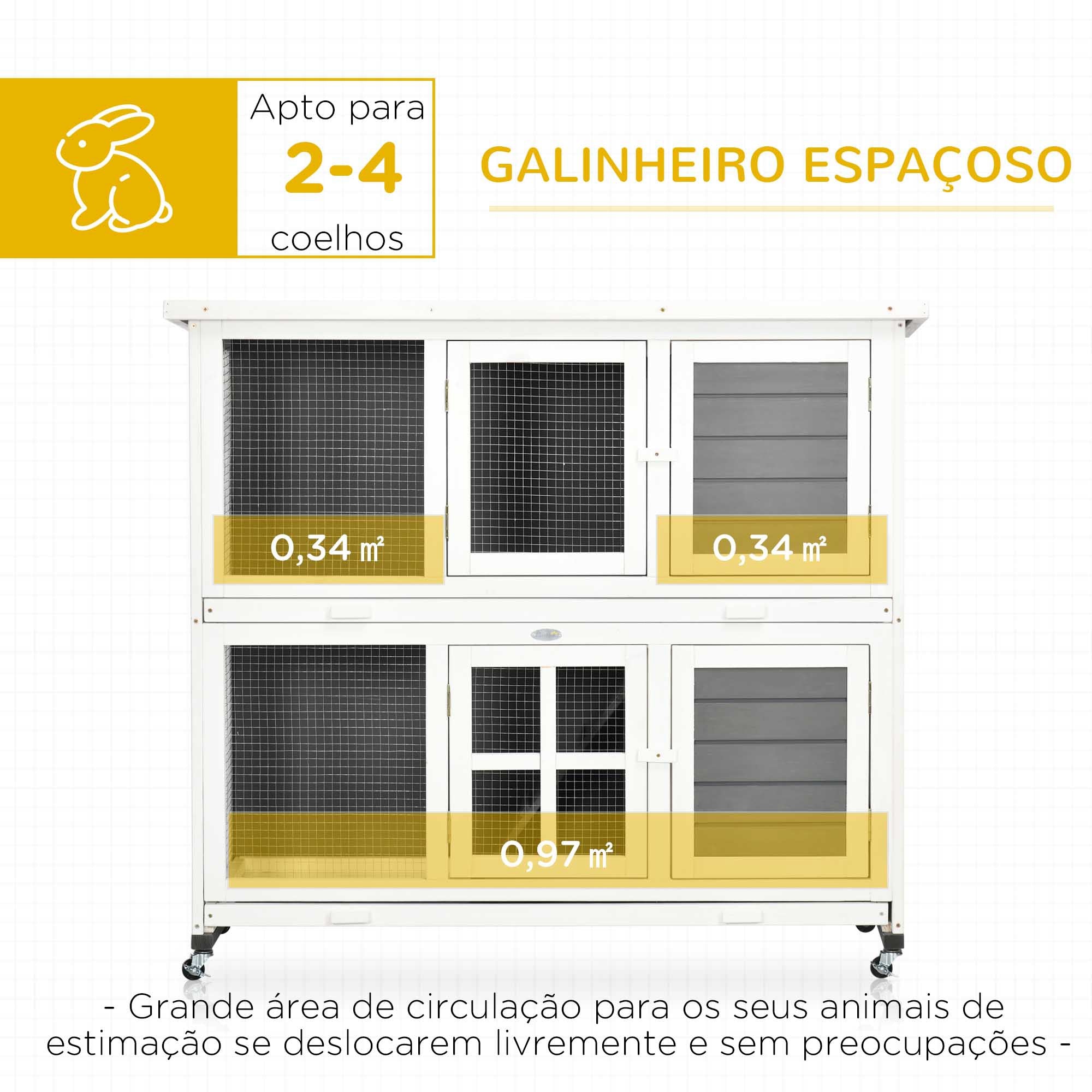 Coelheira de Madeira – 119x50,5x109 cm – Branco e Cinza