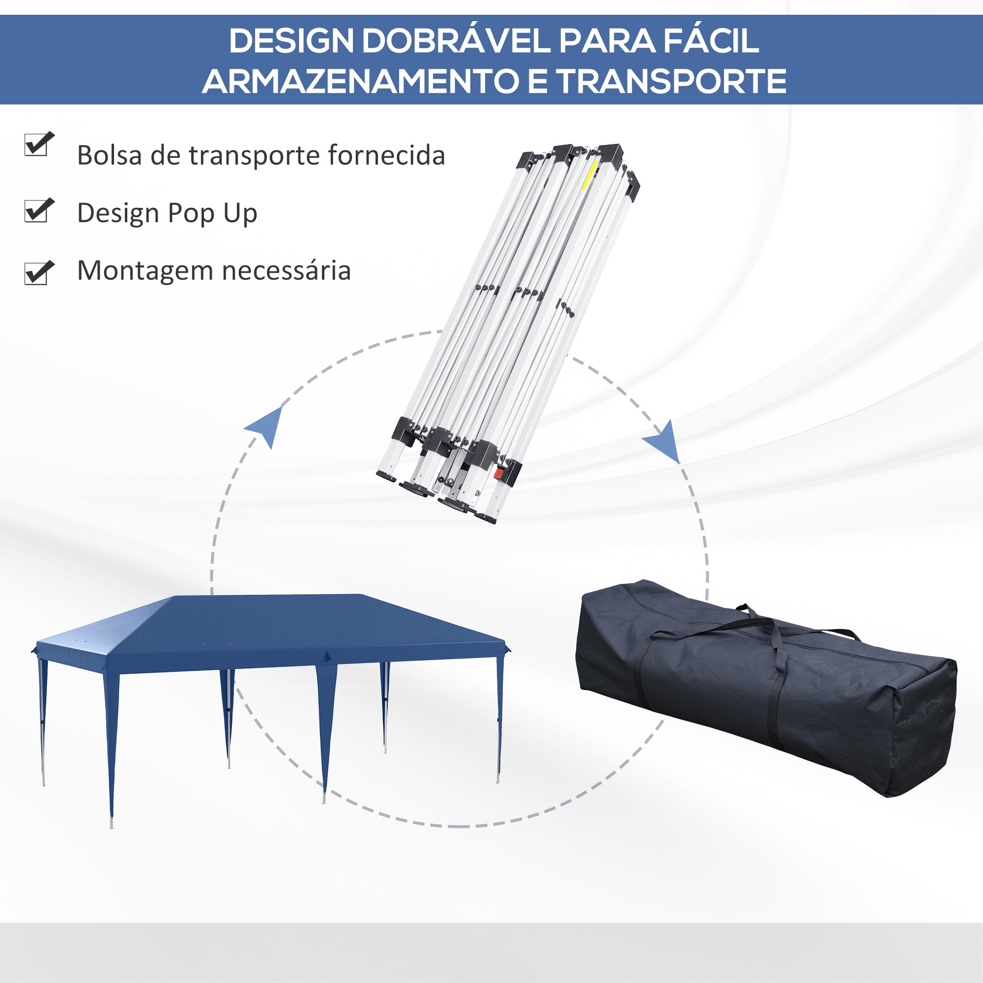 Tenda Dobrável 6x3 Azul para Eventos ao Ar Livre