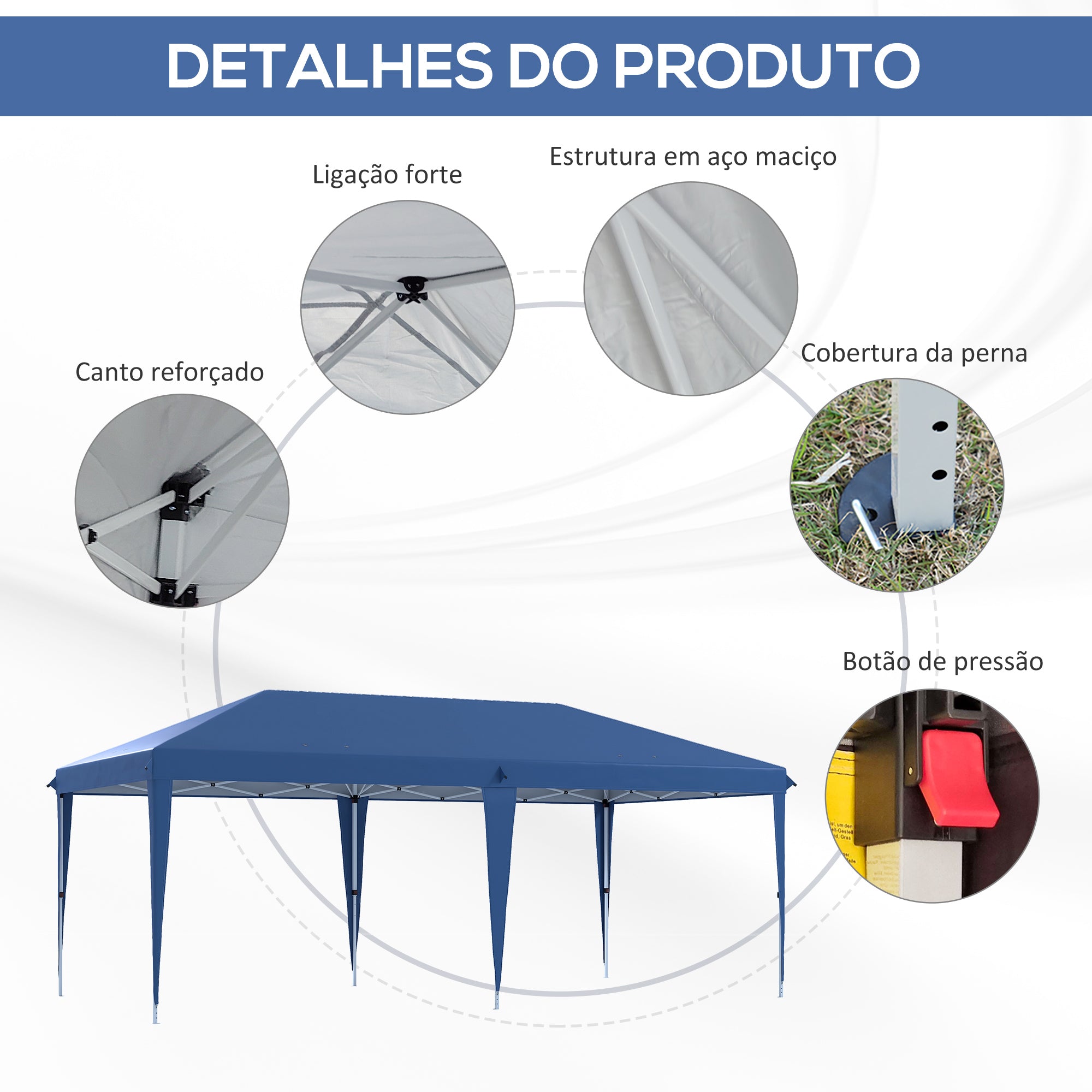 Tenda Dobrável 6x3 Azul para Eventos ao Ar Livre