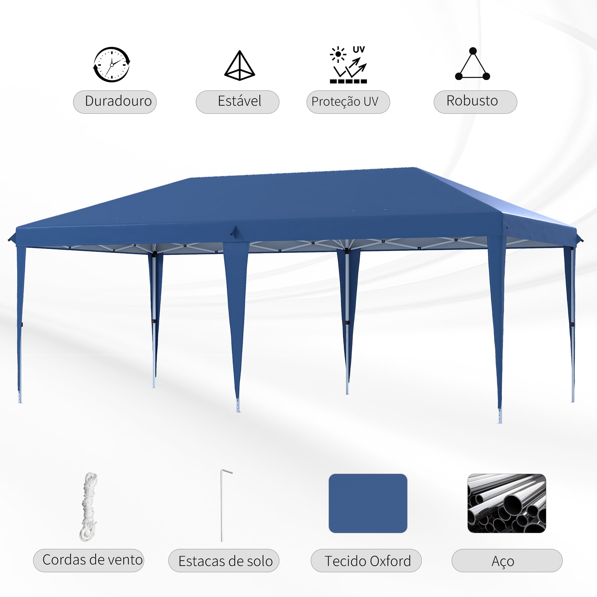 Tenda Dobrável 6x3 Azul para Eventos ao Ar Livre