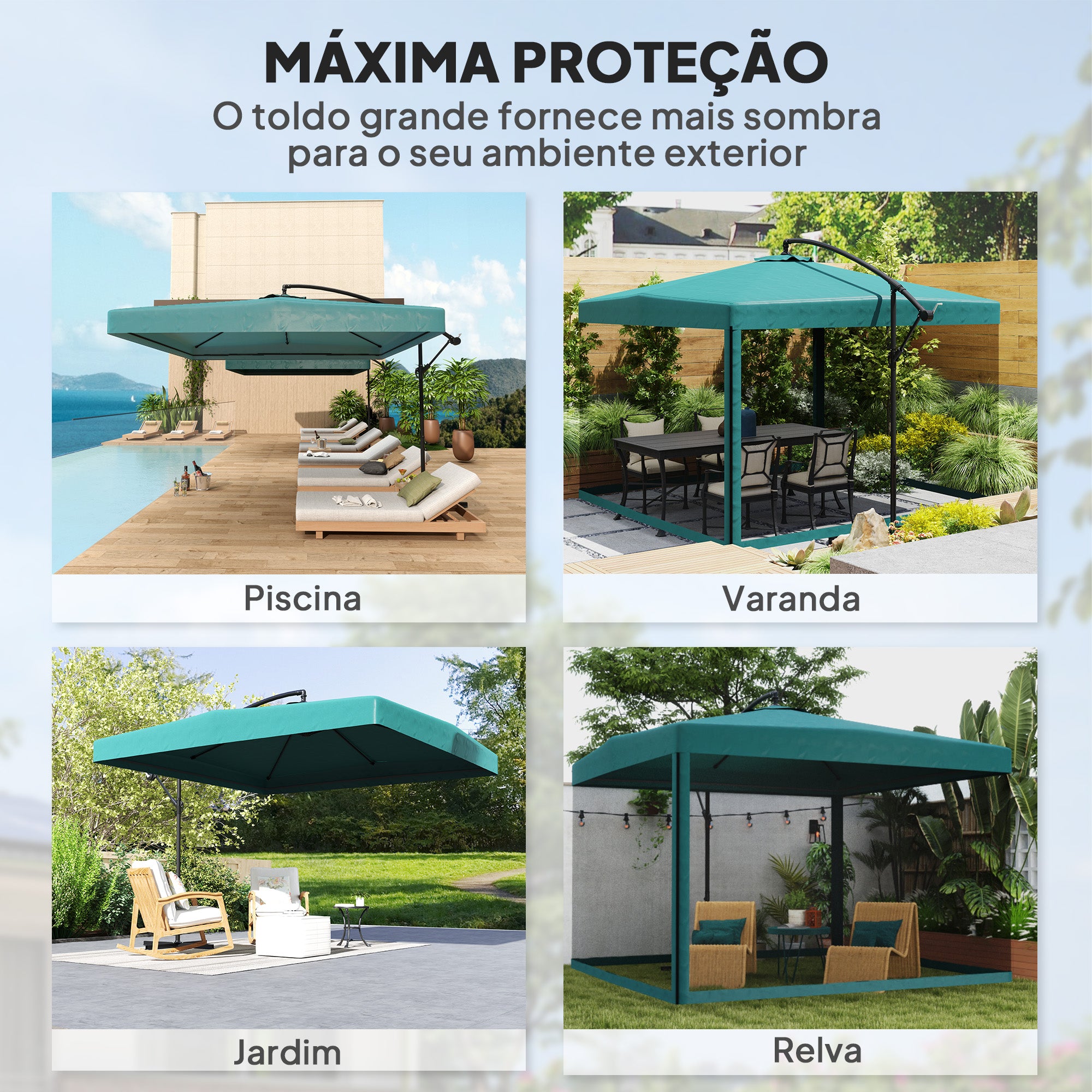 Chapéu de Sol de Jardim 295x295x260 cm - Verde Escuro