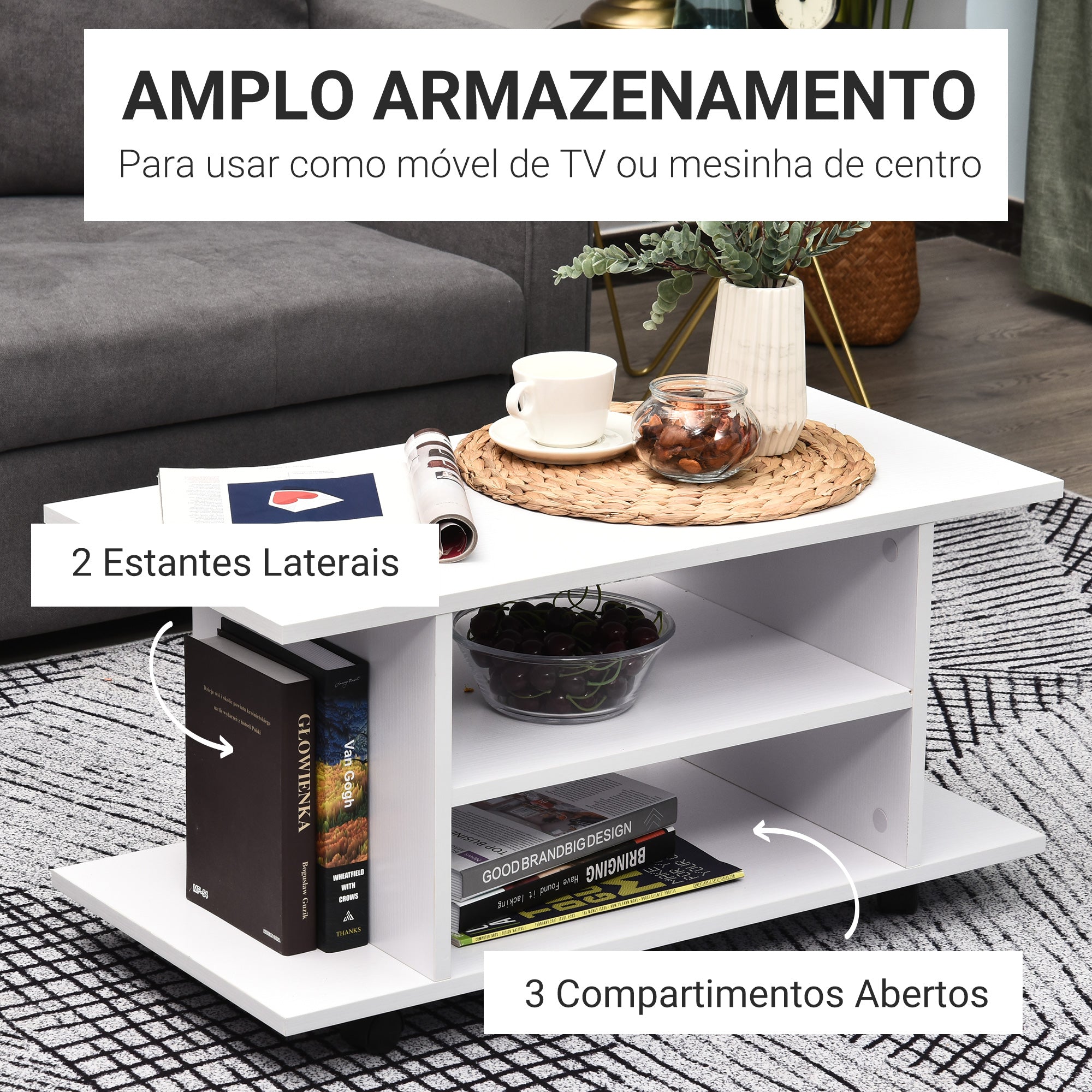 Móvel para TV Branco 80x40x40 cm