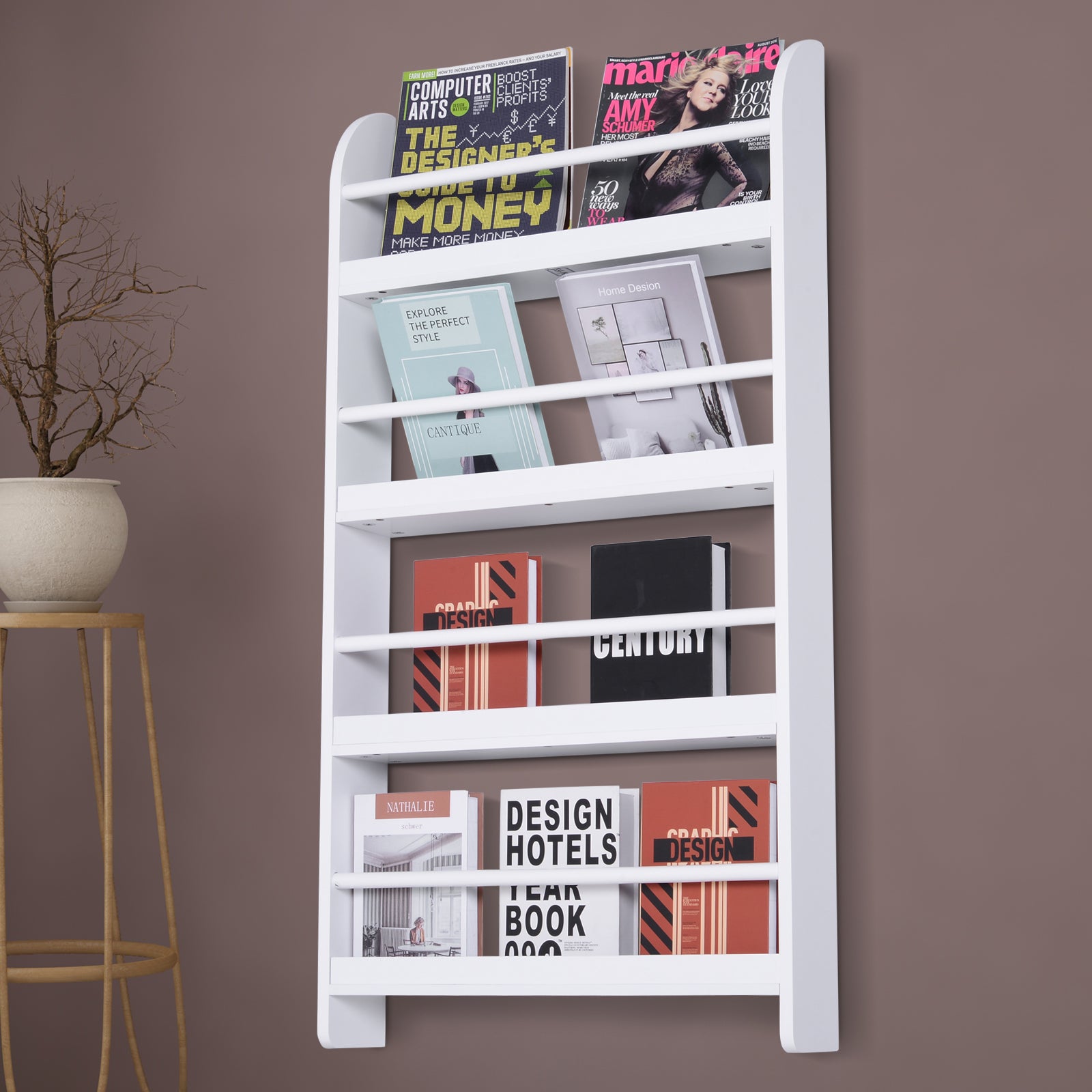 Estante de Parede para Livros 59x12x113 cm Branco