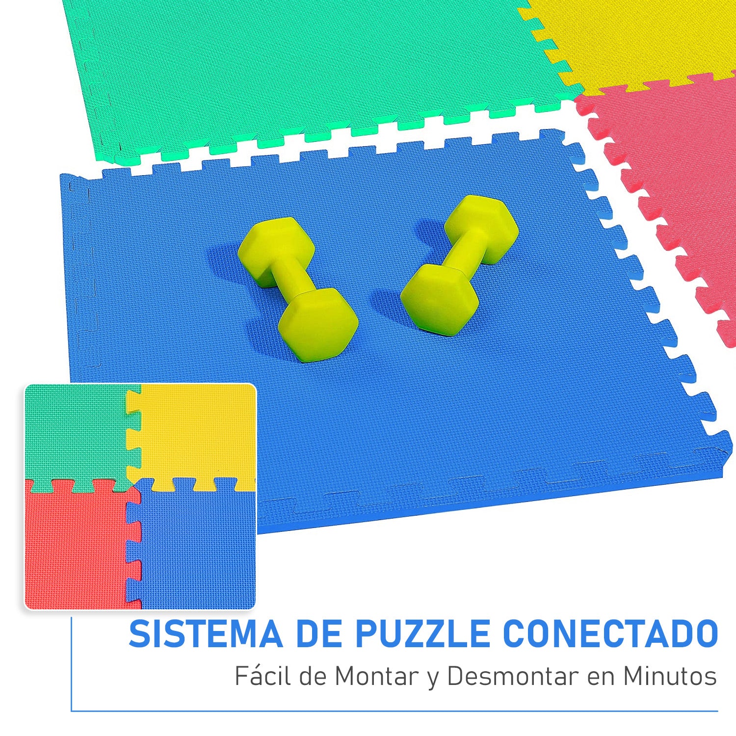 Tapete Puzzle Multicor 60x60x1,2 cm - Proteção de Borracha EVA para Casa Academia