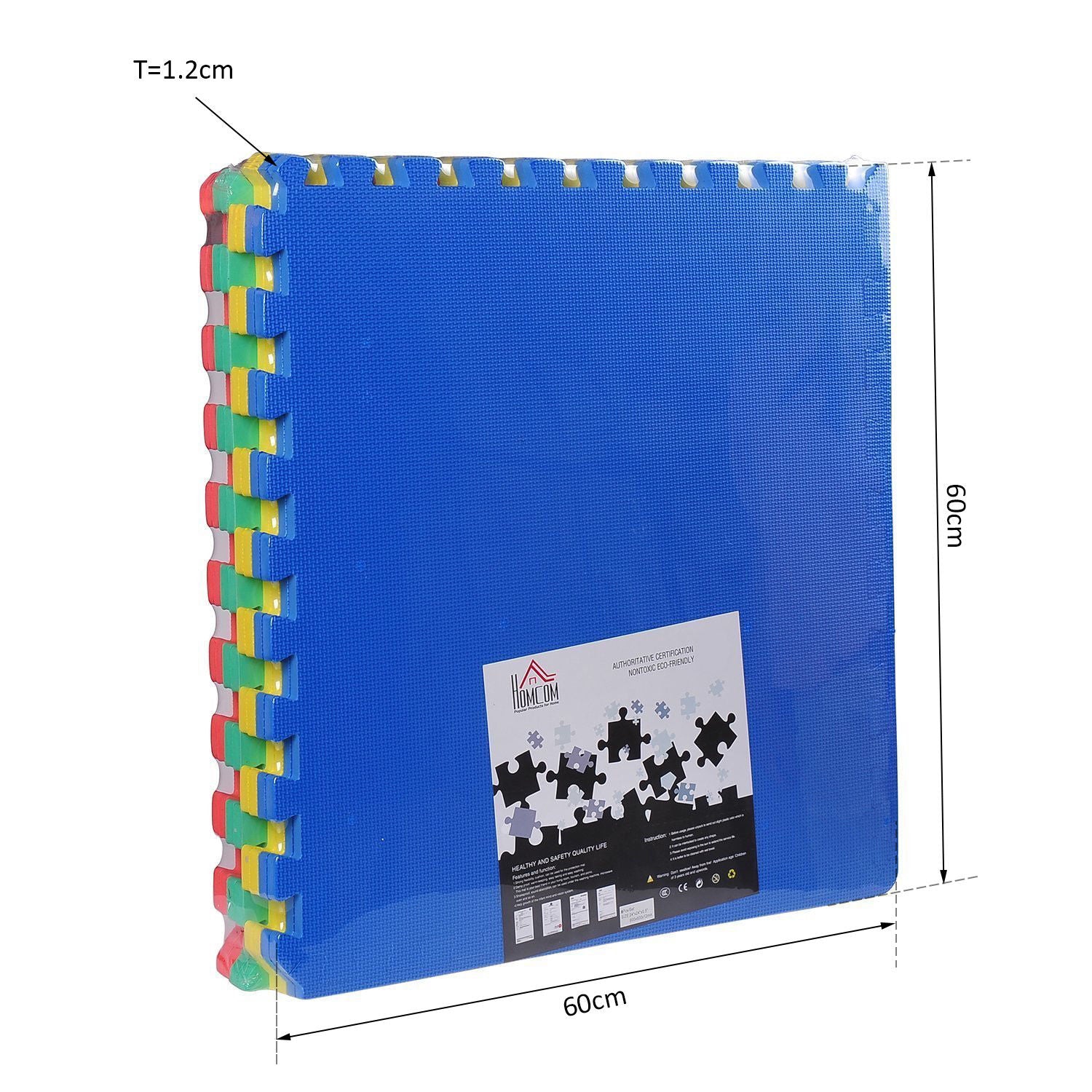 Tapete Puzzle Multicor 60x60x1,2 cm - Proteção de Borracha EVA para Casa Academia