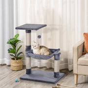 Arranhador para Gatos – 50x36x70 cm – Cinza – Aglomerado de madeira, pelúcia e sisal