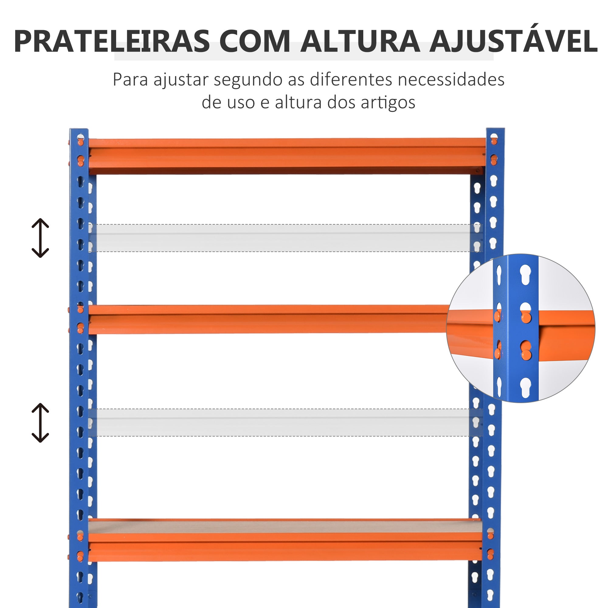 Estante Metálica de Armazenamento 80x40x182cm Azul e Laranja