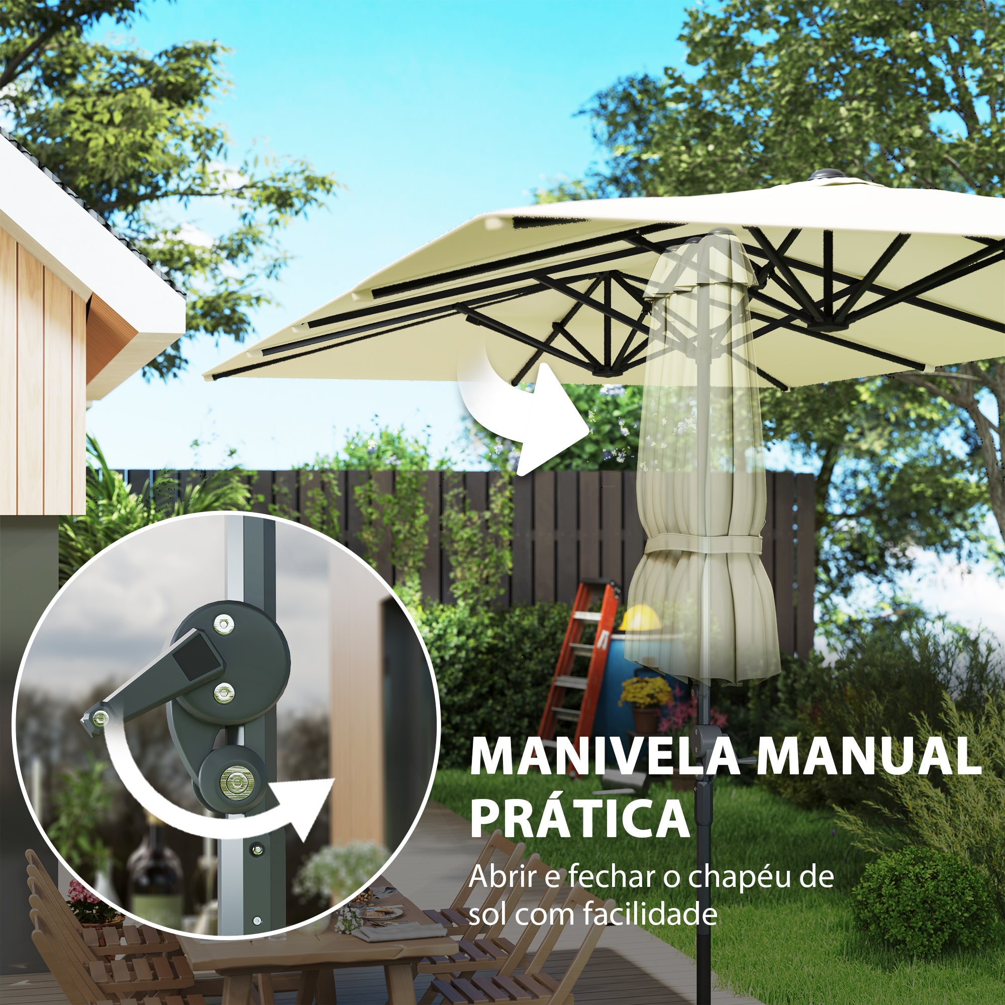 Chapéu de Sol Duplo 4,5x2,6 m - Creme Branco