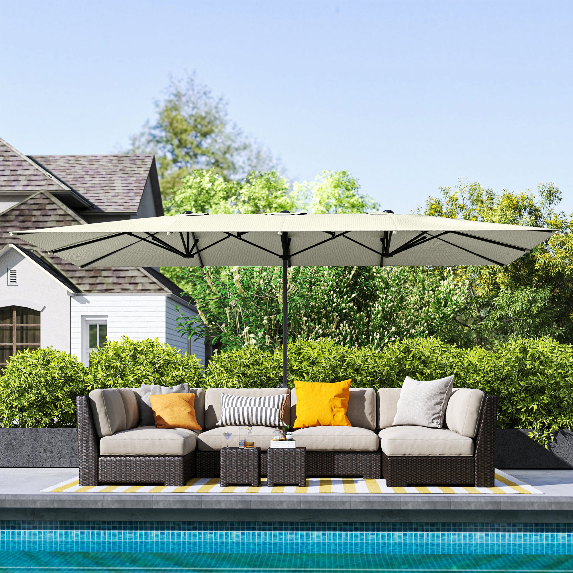 Chapéu de Sol Duplo 4,5x2,6 m - Creme Branco